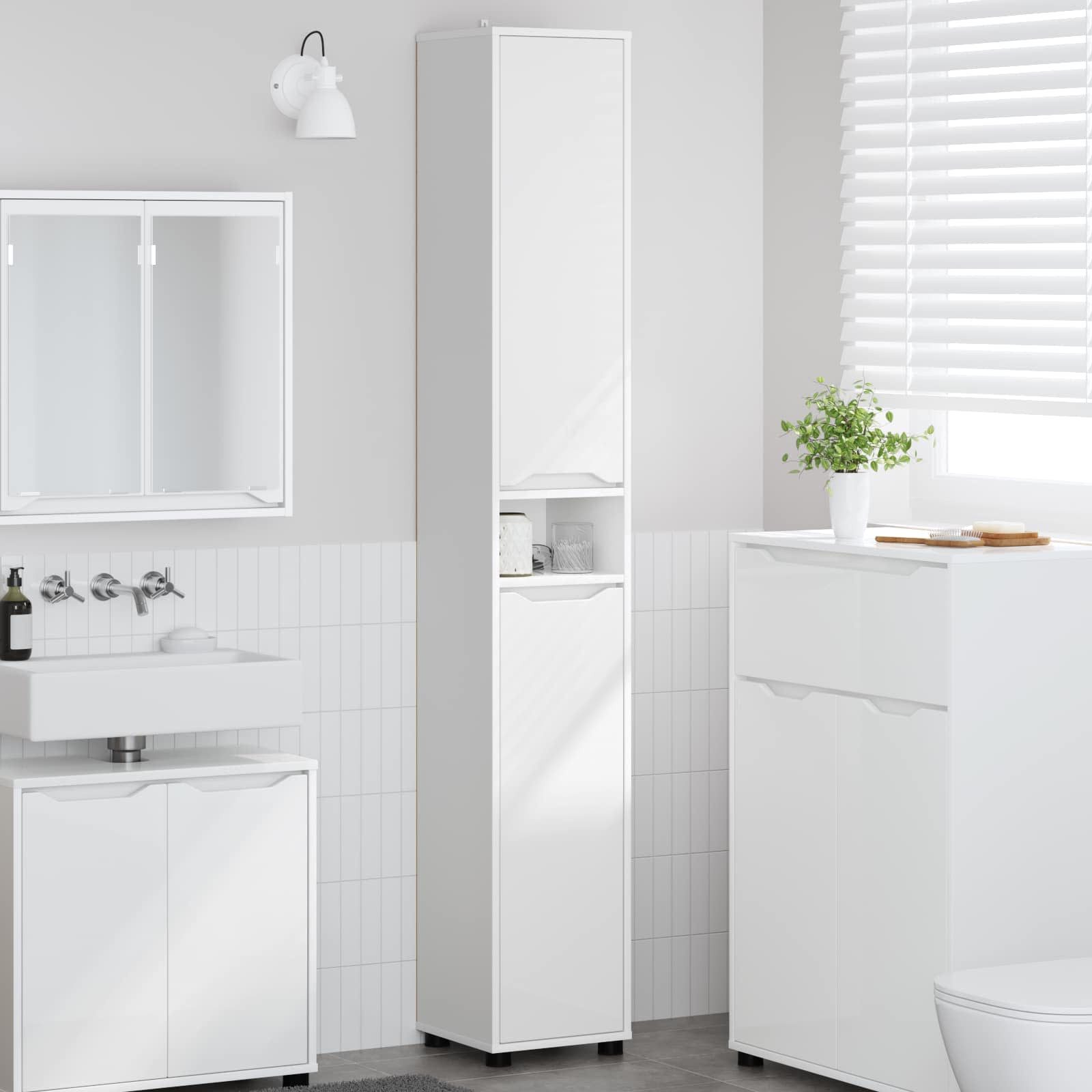 vidaXL Badezimmerspiegelschrank Badezimmerschrank Weiß 30,5 x 30 x 195 cm Holzwerkstoff (1-St)