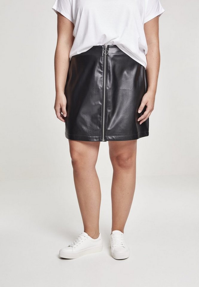 URBAN CLASSICS Jerseyrock Damen Ladies Faux Leather Zip Skirt (1-tlg)