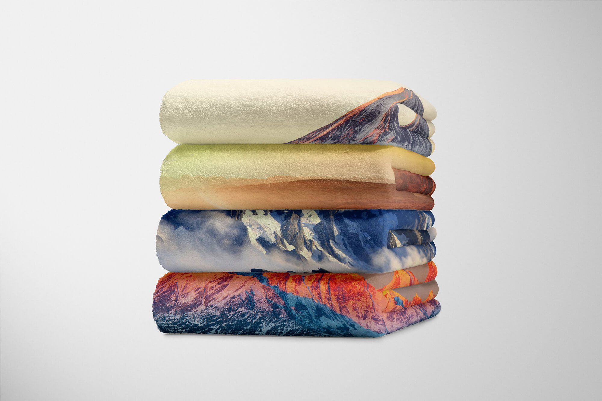 Kuscheldecke Saunatuch Berggipfel, Handtuch Nebel (1-St), Strandhandtuch Handtücher Art mit Baumwolle-Polyester-Mix Fotomotiv Handtuch Sinus Berge