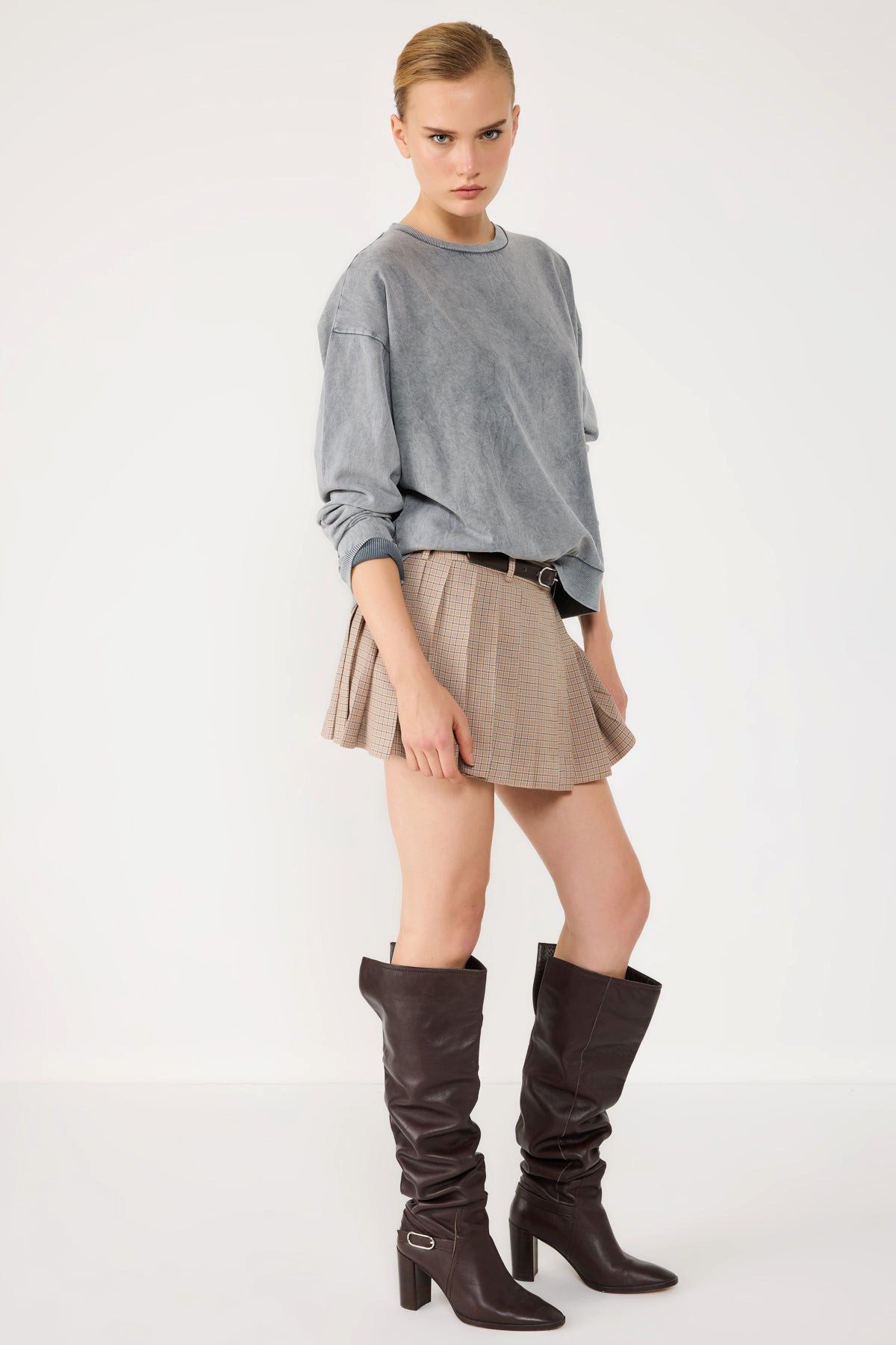 No Matter What Kapuzenpullover Basis Acid Wash Sweatshirt mit Fahrradkragen günstig online kaufen