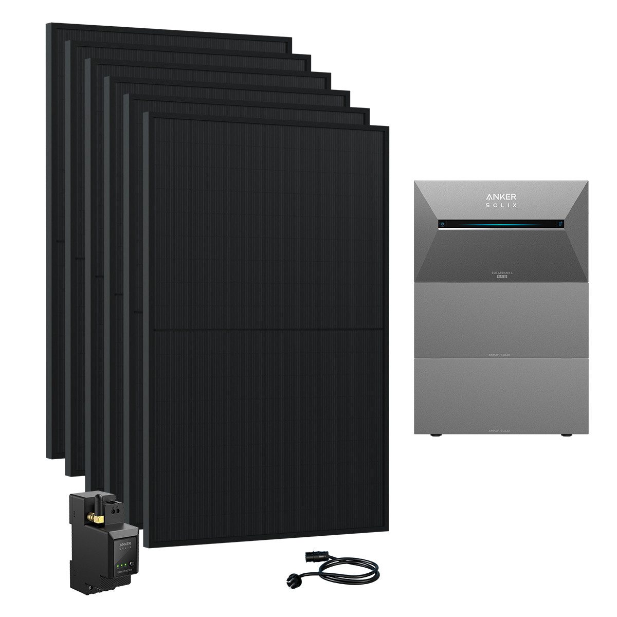 Anker Balkonkraftwerk 2730W Solaranlage Anker SOLIX Solarbank 3 E2700 Pro mit Zusatzakkus, (Smart Meter und 6x Astronergy 455wp im Lieferumfang enthalten), Speicher mit integriertem Wechselrichter, All-in-One 2,668kWh Akku