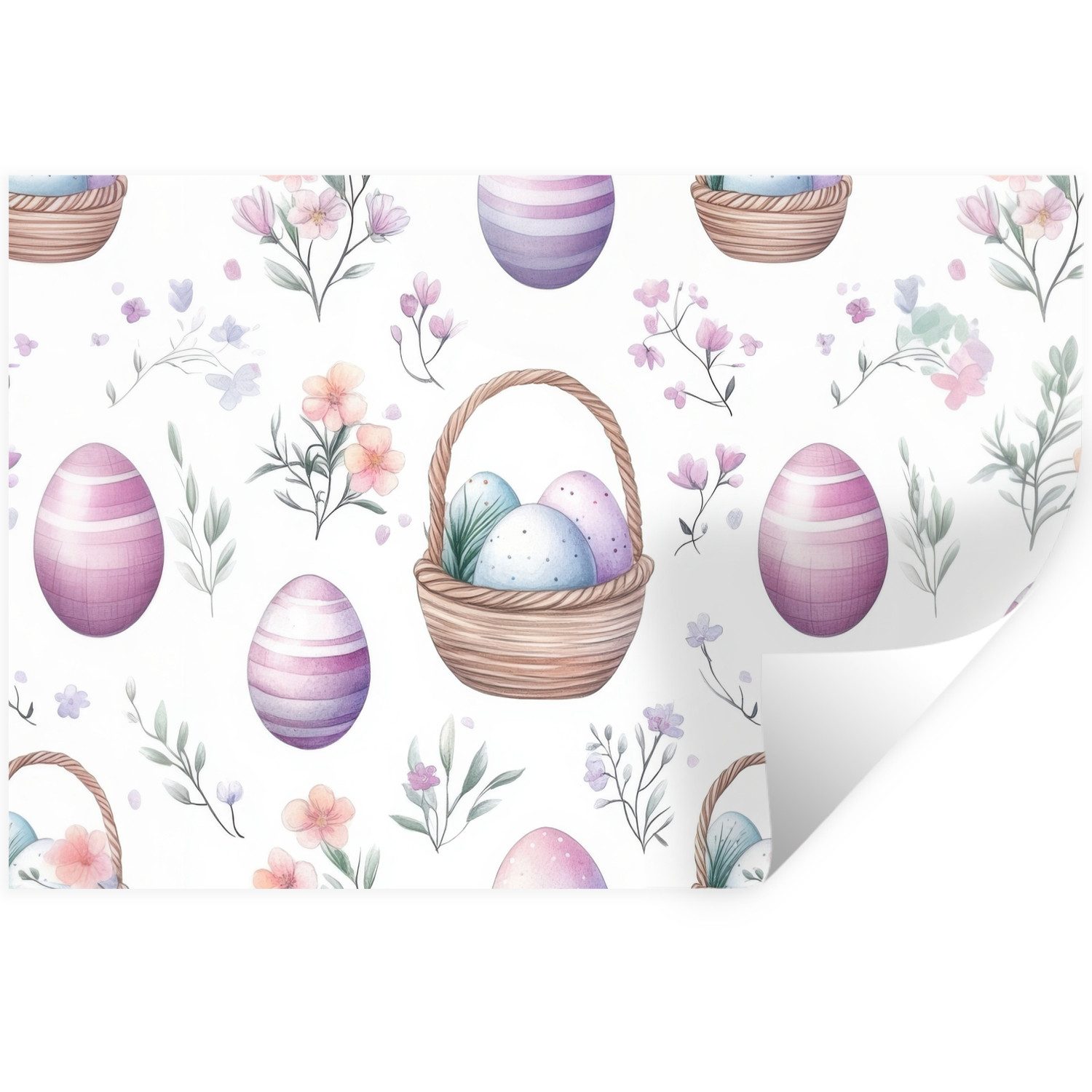 MuchoWow Wandsticker Blumen - Ostereier - Muster (1 St), Wanddeko, Aufkleber, Wandtattoo, 120x80 cm