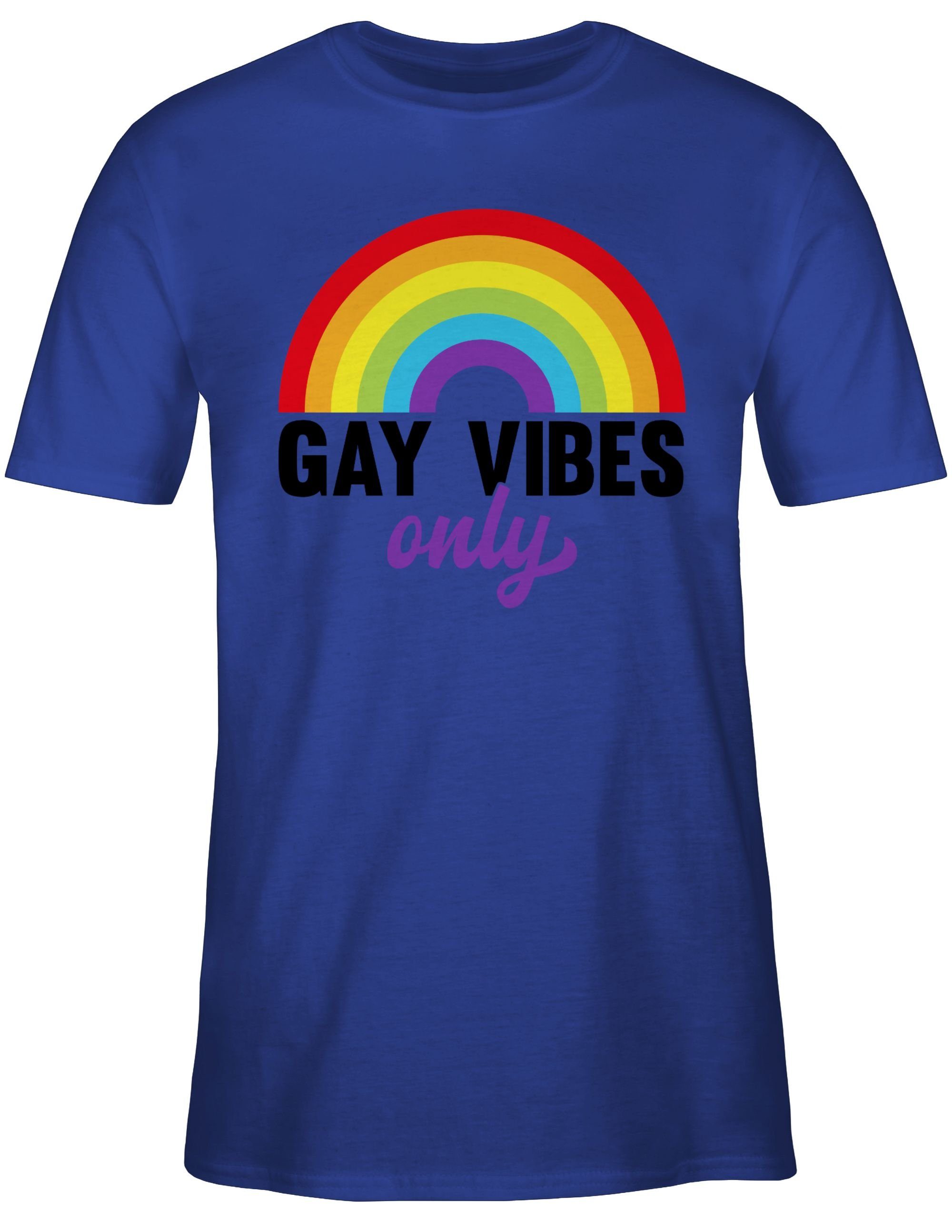 Shirtracer T-Shirt Gay Vibes Only 03 LGBT - Royalblau Regenbogen Kleidung