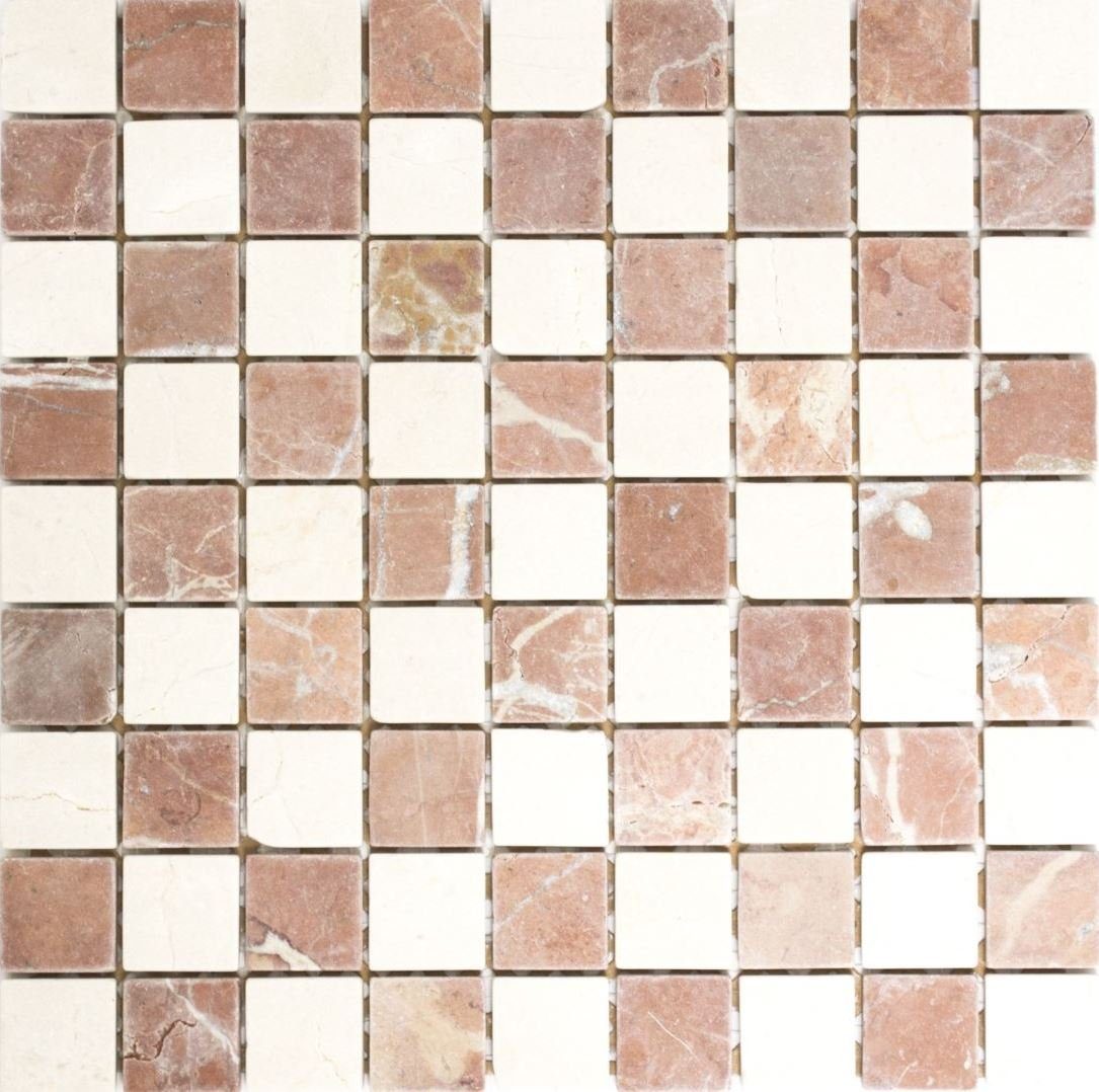 Mosani Mosaikfliesen Marmormosaik Mosaikfliesen rot Matten beige mix 10 / matt