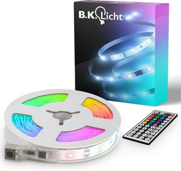 B.K.Licht LED Stripe USB LED Strip, 5 m, mit Farbwechsel, 150-flammig, Lichtleiste, mit Fernbedienung, selbstklebend