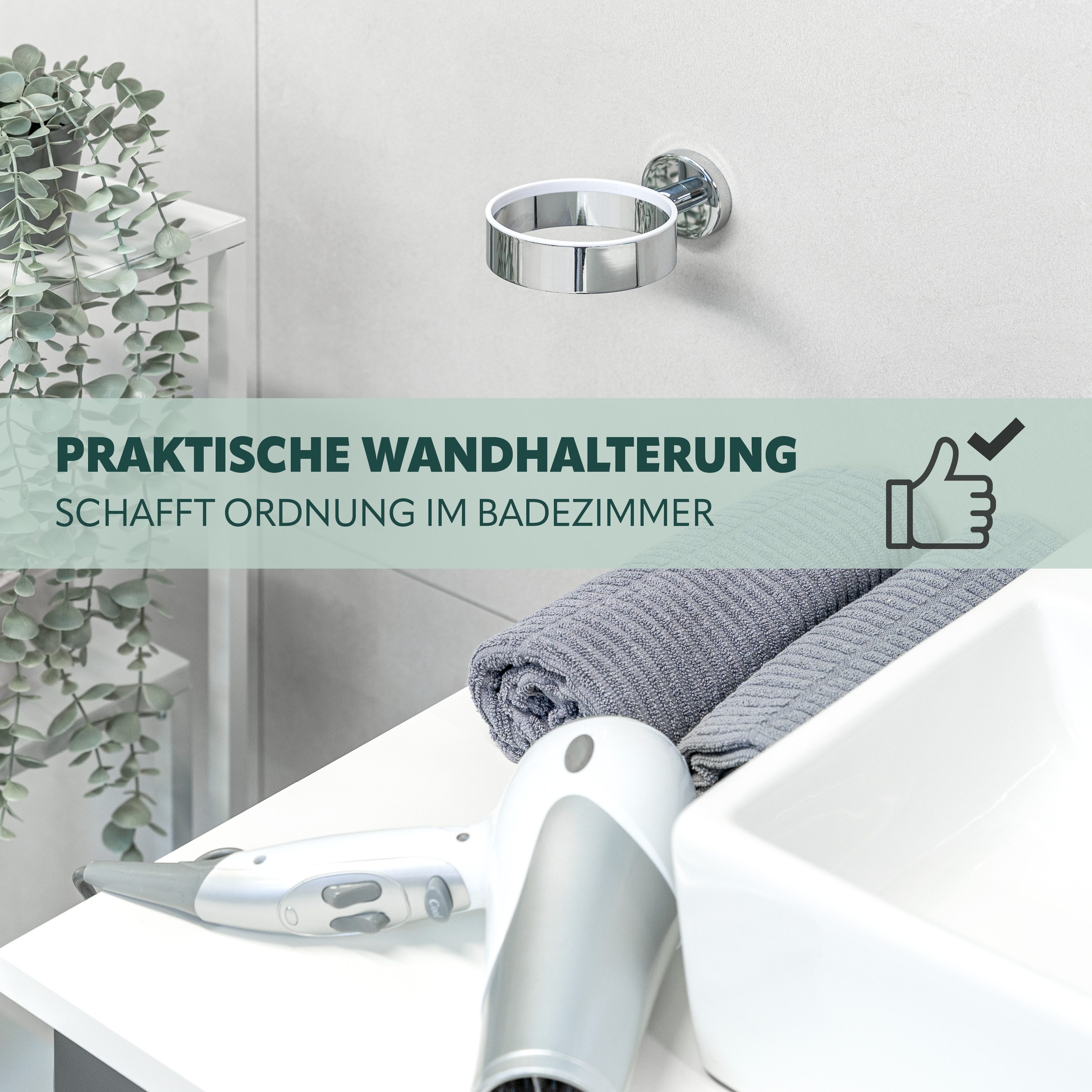 bremermann Haartrocknerhalter Bad-Serie LUCENTE - aus Edelstahl verchromt, (1-tlg)