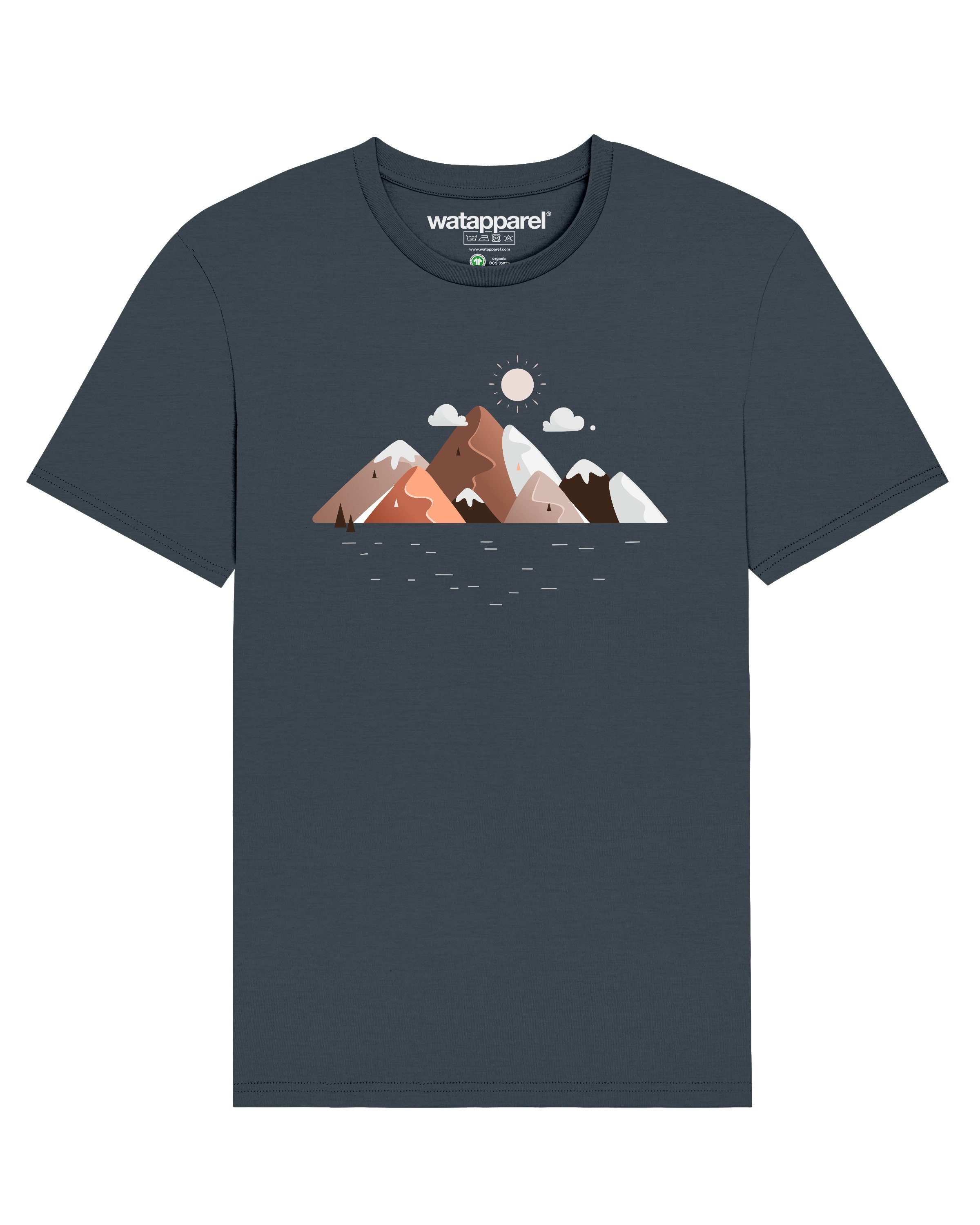 wat? Apparel Print-Shirt Mountains & Moon (1-tlg) dunkelblaugrau