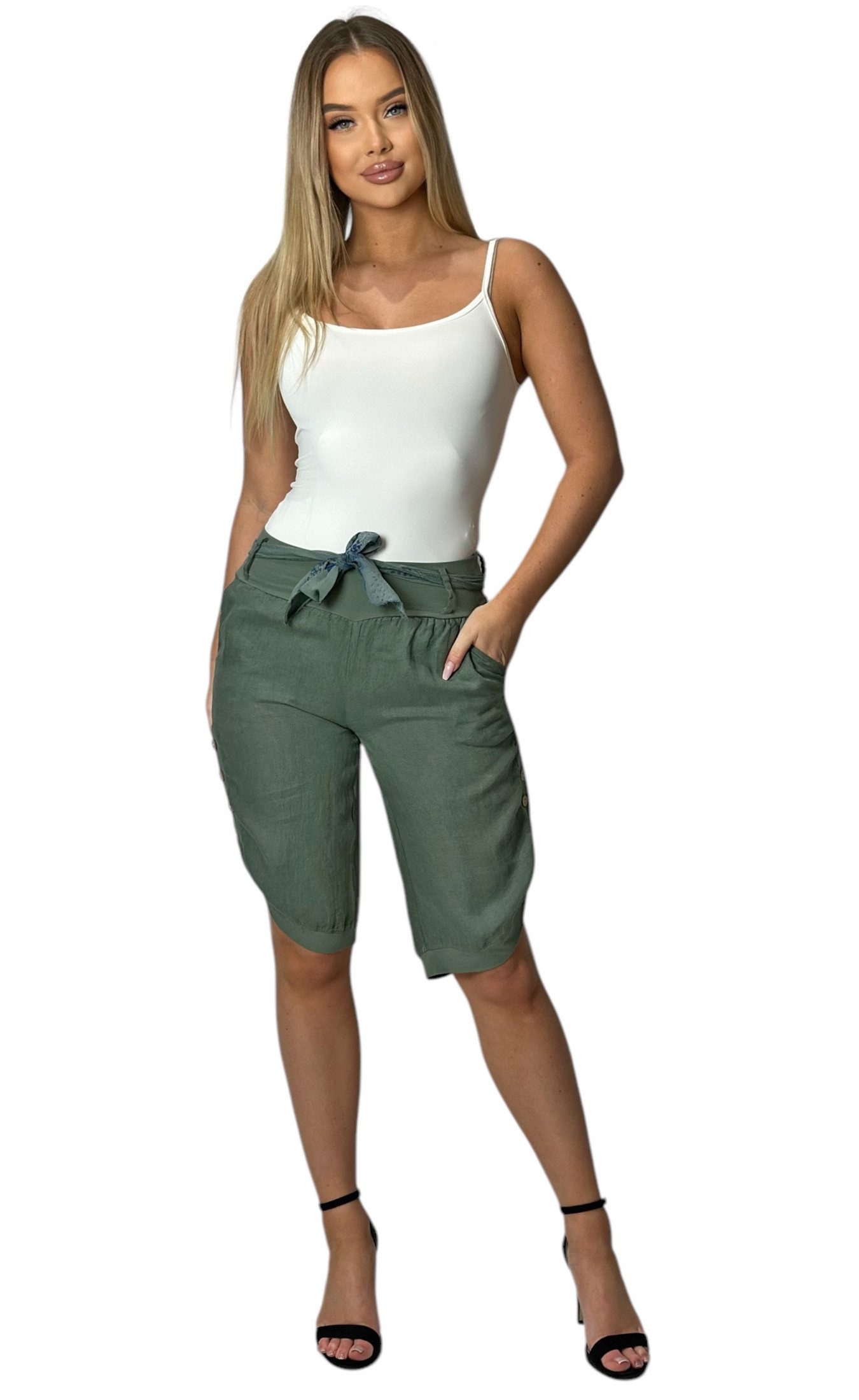 Mississhop Leinenhose Damen-Bermuda-Shorts aus 100 % Leinen – luftig, natürlich & sommerlich