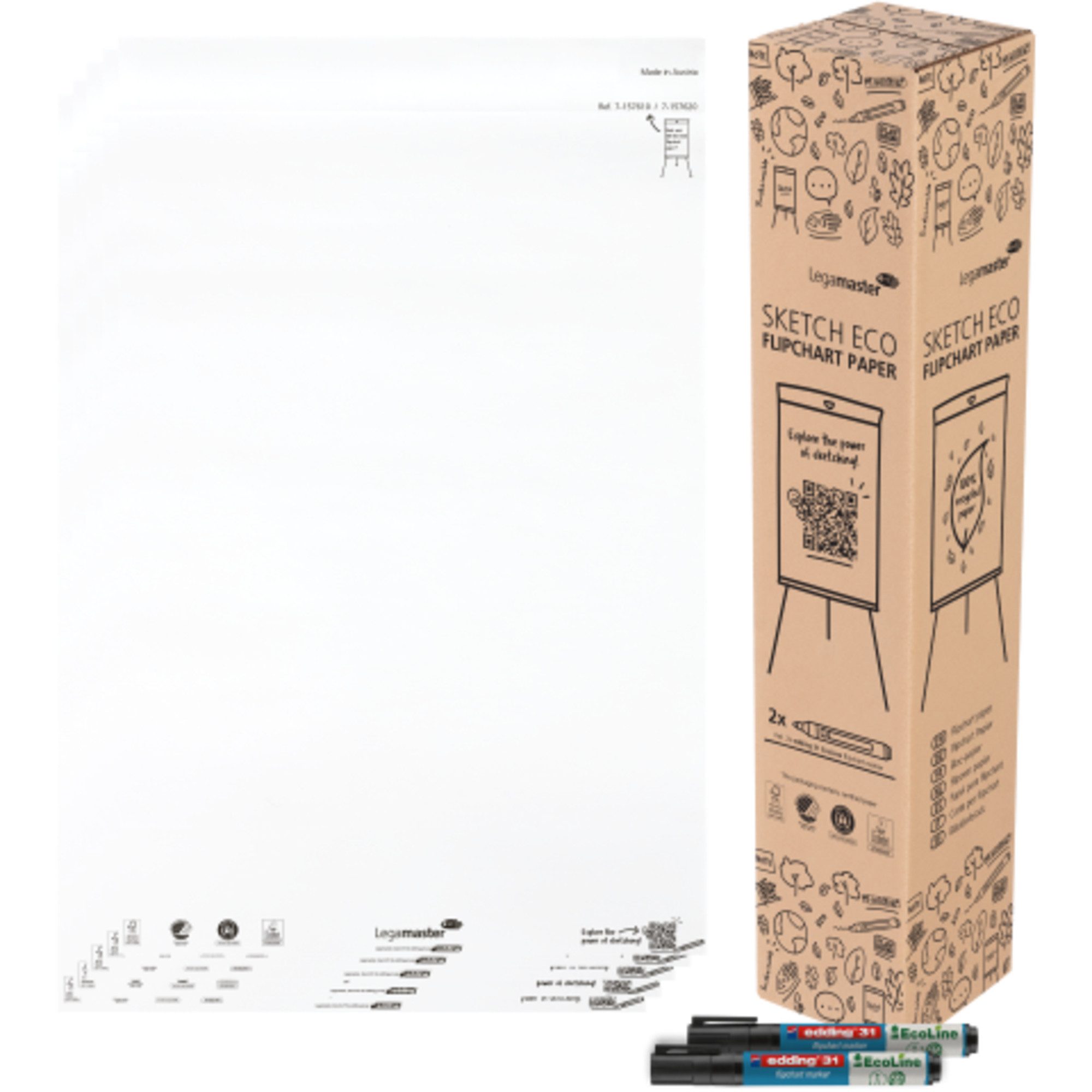 Flipchartblock Papierblock SKETCH ECO 7-157620 blanco 2x50 Blatt