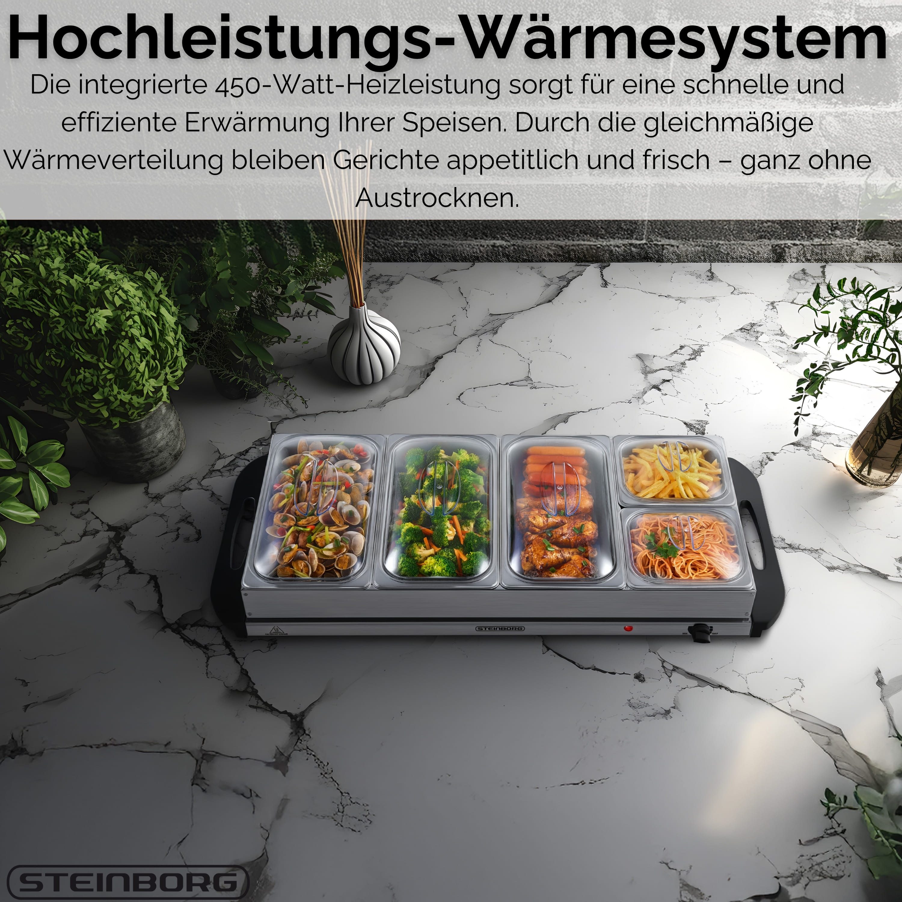STEINBORG Speisenwärmer SB-6023, Edelstahl Typ #430