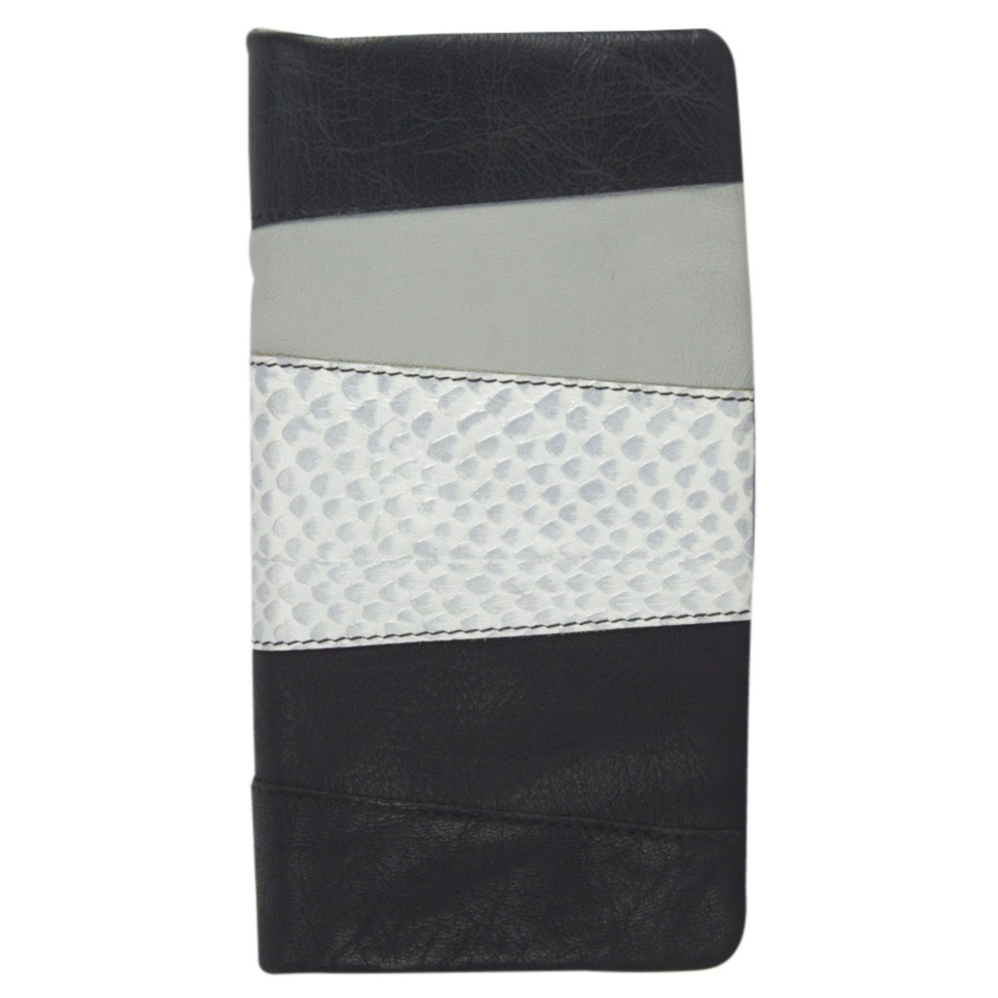 Sunsa Geldbörse Leder Geldbeutel große Brieftasche Portemonnaie, echt Leder, mit RFID-Schutz, Vintage Style, aus recycelten Lederresten grau/schwarz
