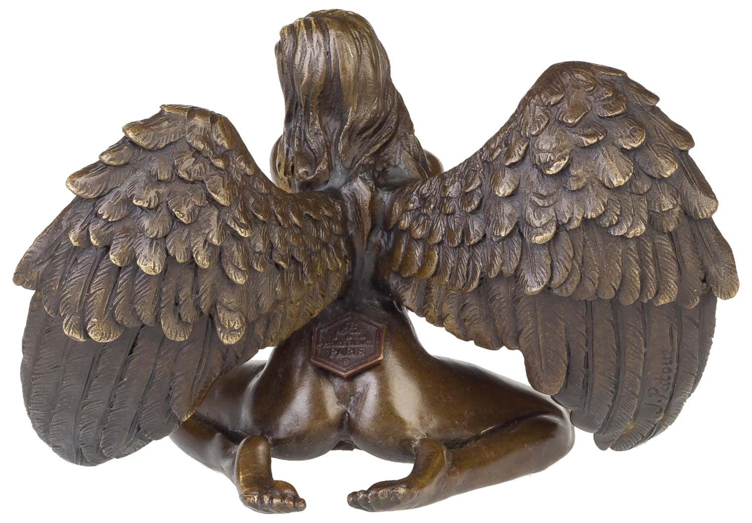 Aubaho Skulptur Bronzeskulptur Bronze Figur Engel Skulptur Akt Frau Antik- Bronzefigur