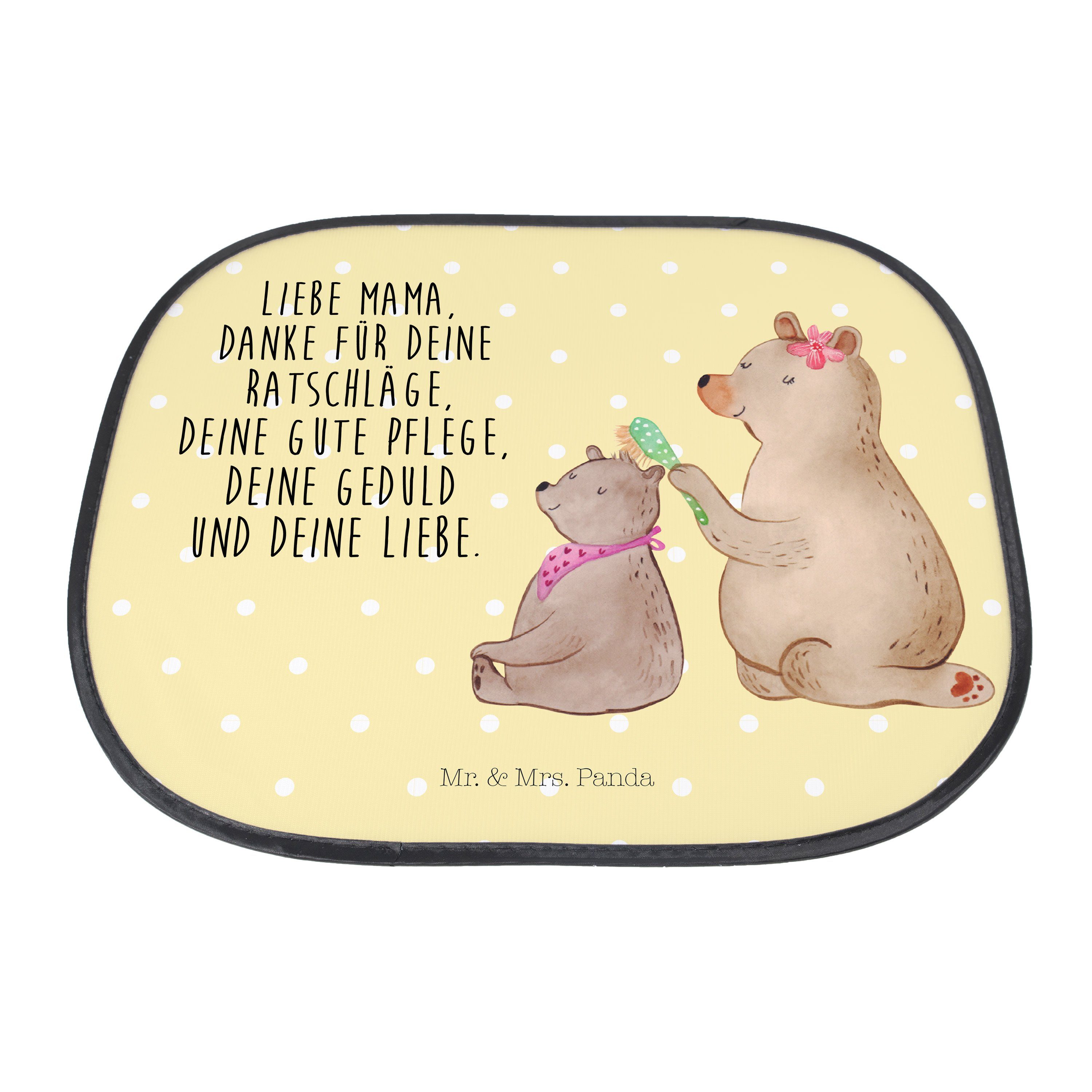 Panda, Kind - & Gelb Geschenk, Pastell Mr. Bär mit Mutter, Mutti, Sonnenschutz Mrs. - Seidenmatt Sonnenblende,