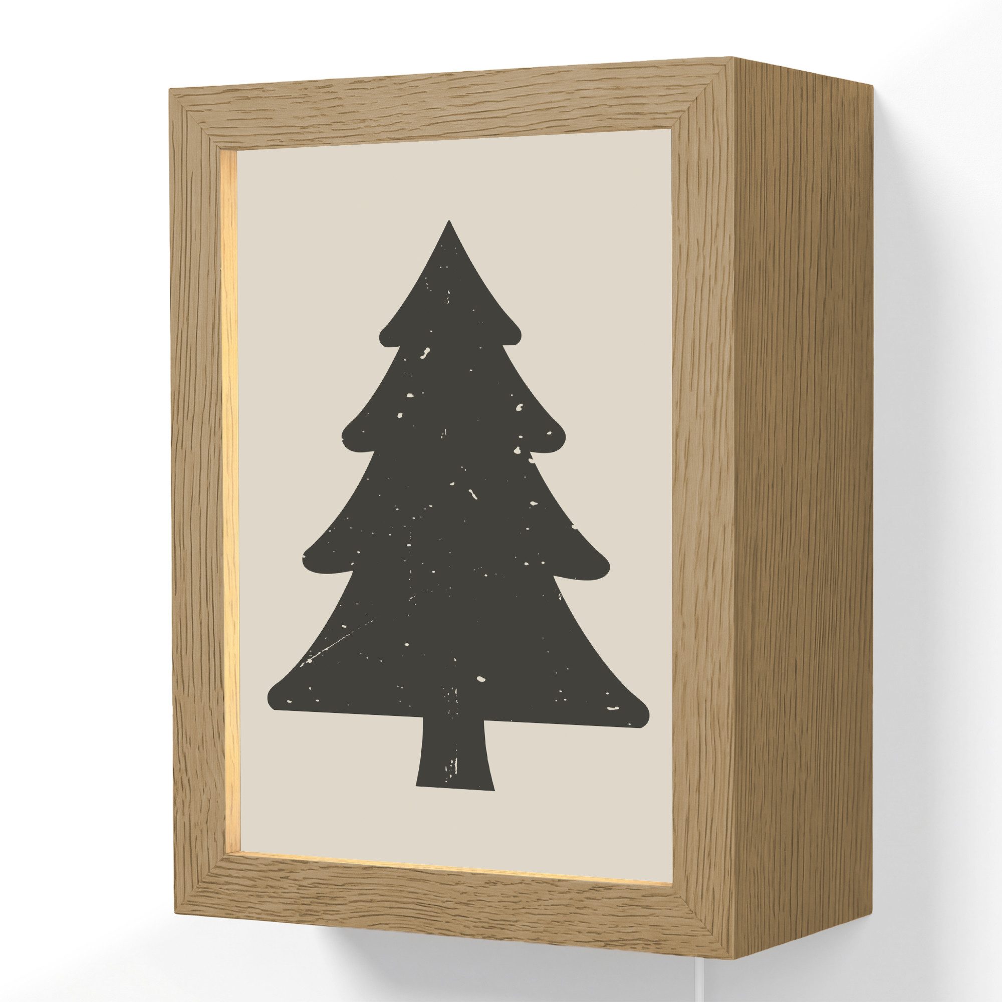 OnlyWow Wandleuchte Lightbox Weihnachtsbaum - Schwarzer Weihnachtsbaum - Baum - Japandi, Dimmbar, Farbwechsel, LED, Warmweiß, Kaltweiß, Neutralweiß Einstellbar, Wandlampe Innen, Dimmbar, mit Kabel, LED, Beleuchtung, Wohnzimmer