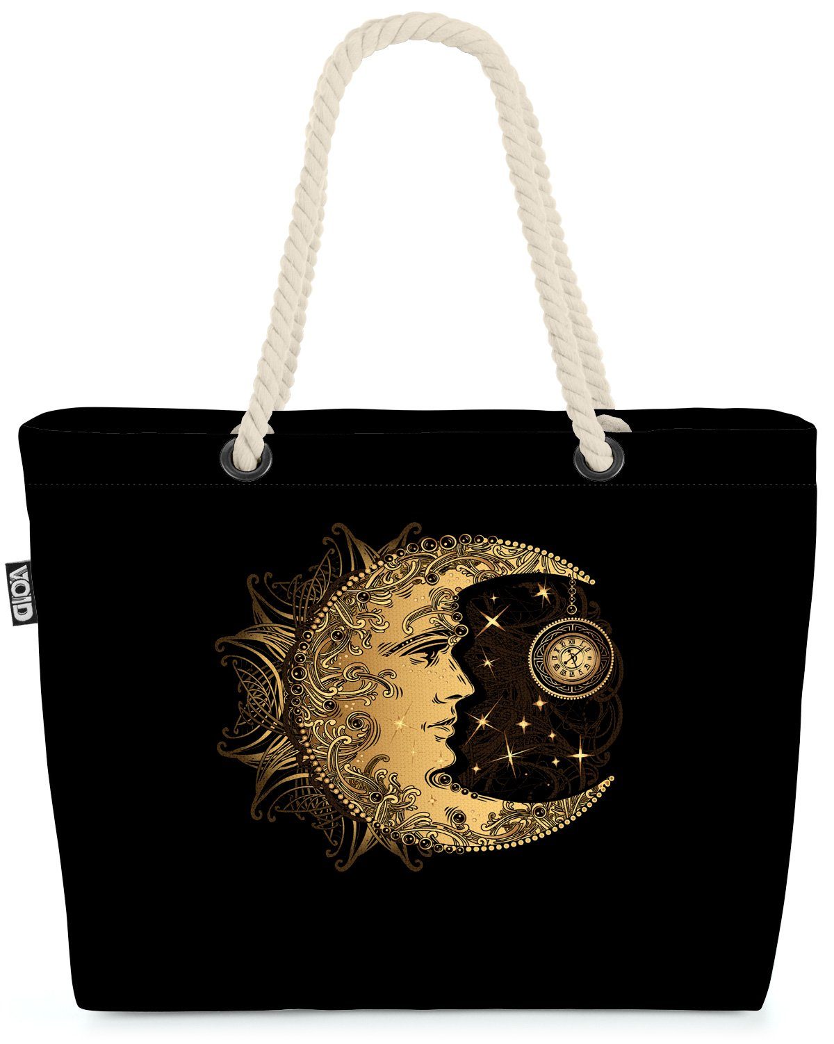 VOID Strandtasche (1-tlg), Sonne Alchemie astrologie elemente zeichnung gold sonne k Mond Sterne
