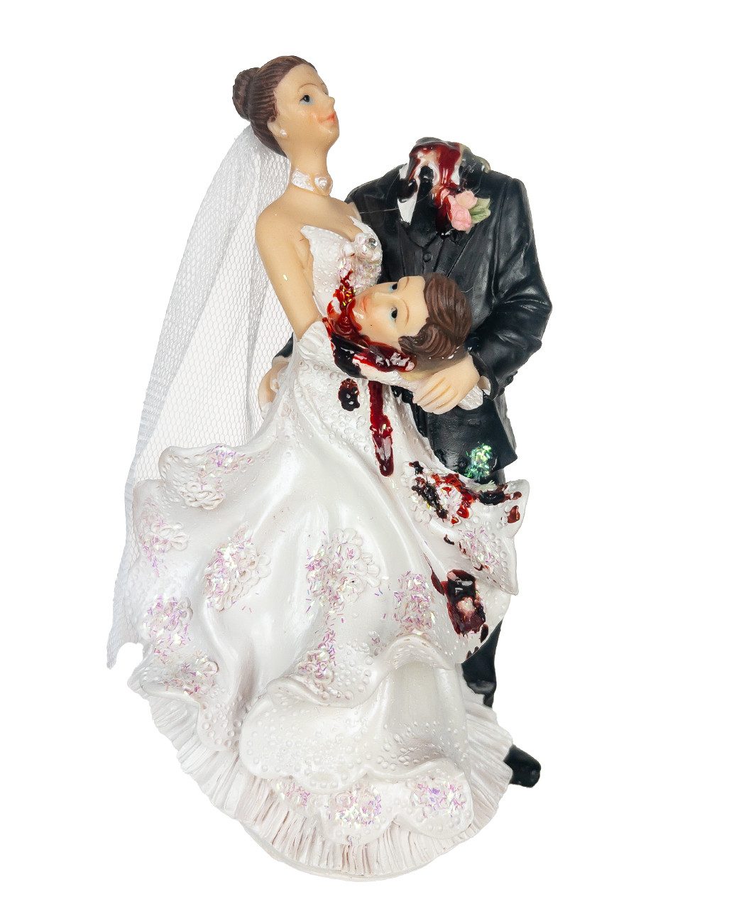 Horror-Shop Dekofigur Hochzeitspaar mit geköpftem Bräutigam Tortenfigur