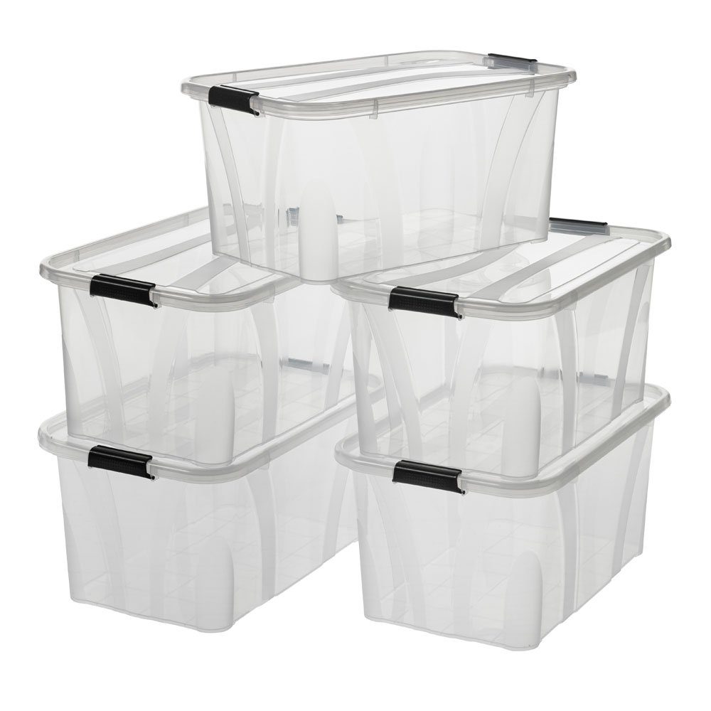 Logiplast Aufbewahrungsbox Premium Aufbewahrungsbox, 14 Liter (Spar-Set, 5 Stück), Clipverschluss zum einfachen verschließen