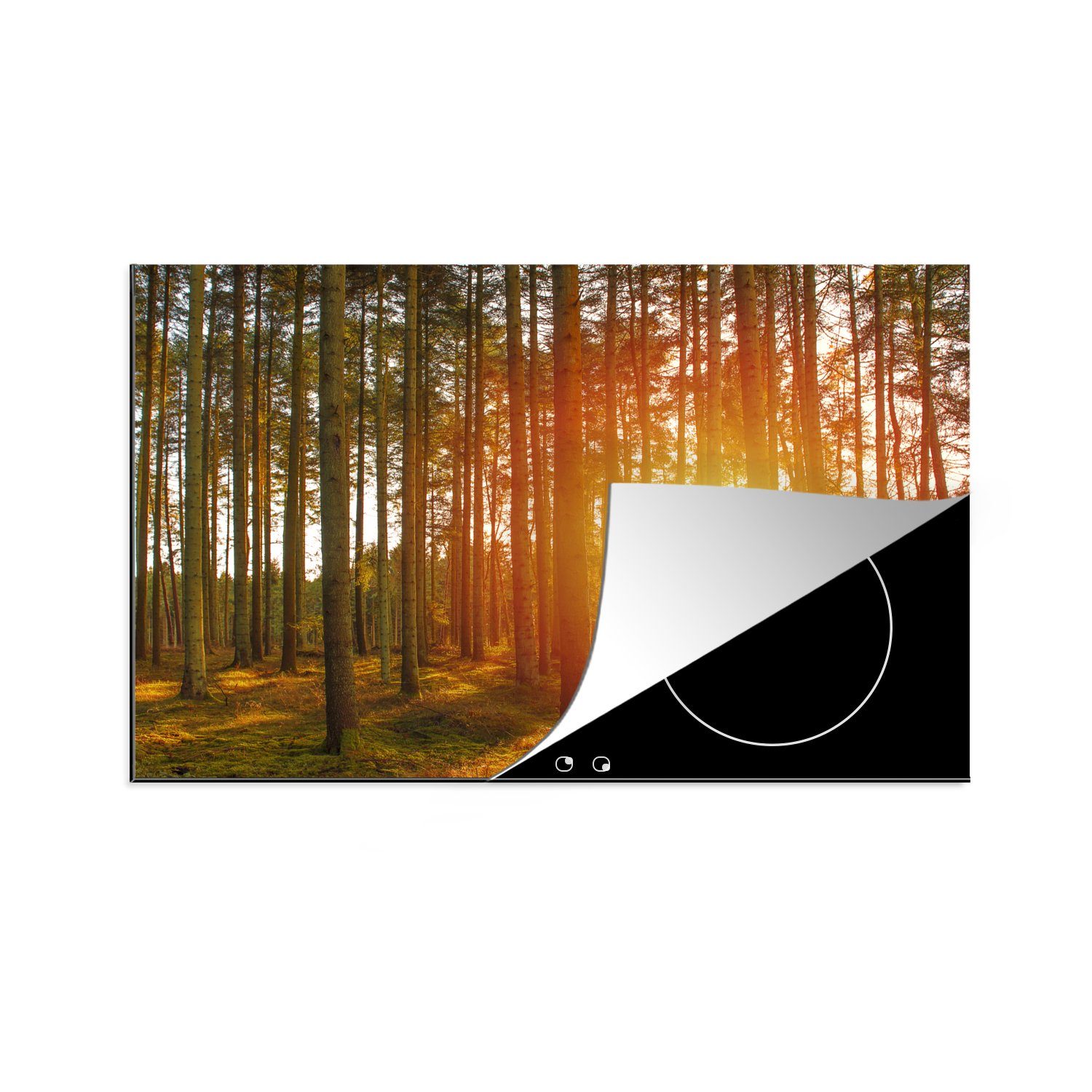 cm, Ceranfeldabdeckung Wald die - tlg), Herdblende-/Abdeckplatte Vinyl, Schutz Induktionskochfeld Sonne, für MuchoWow (1 küche, Herbst 81x52 -