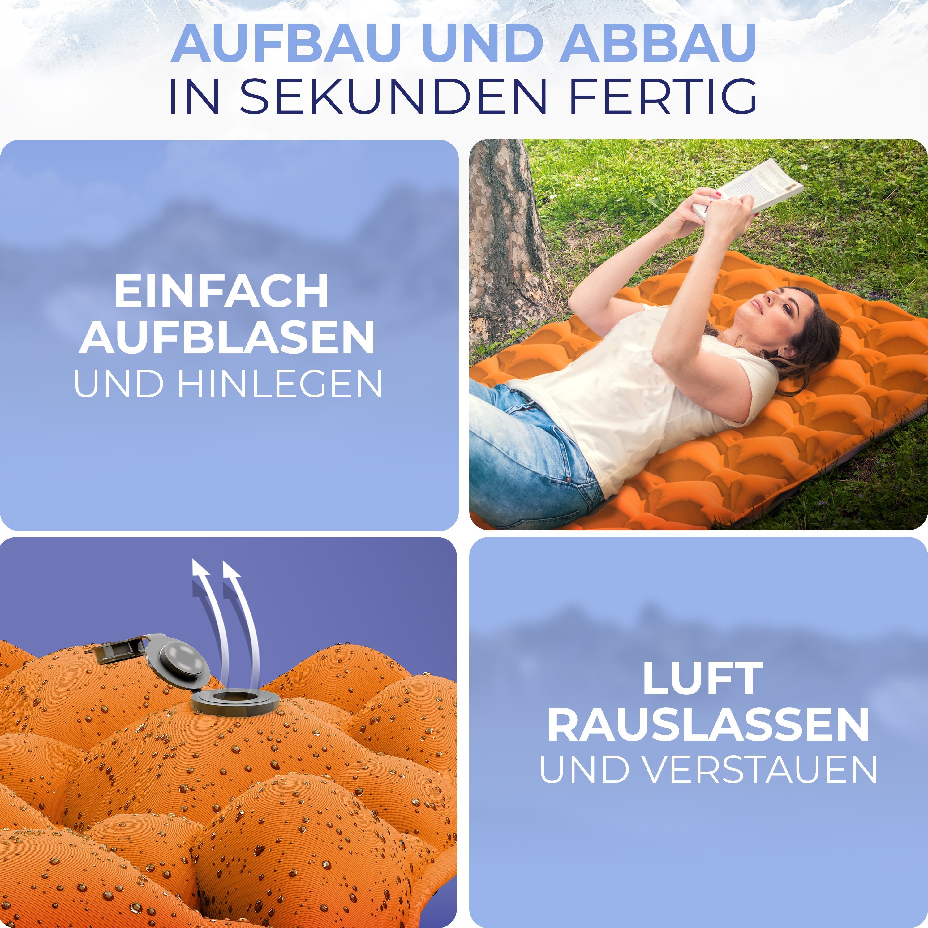 Alpenwert Isomatte Outdoor Camping Schlafmatte Reparatur Kit Packmaß, Orange Sleeping (Set), Pad, Ultra GRATIS Kleines Leicht, Aufblasbar