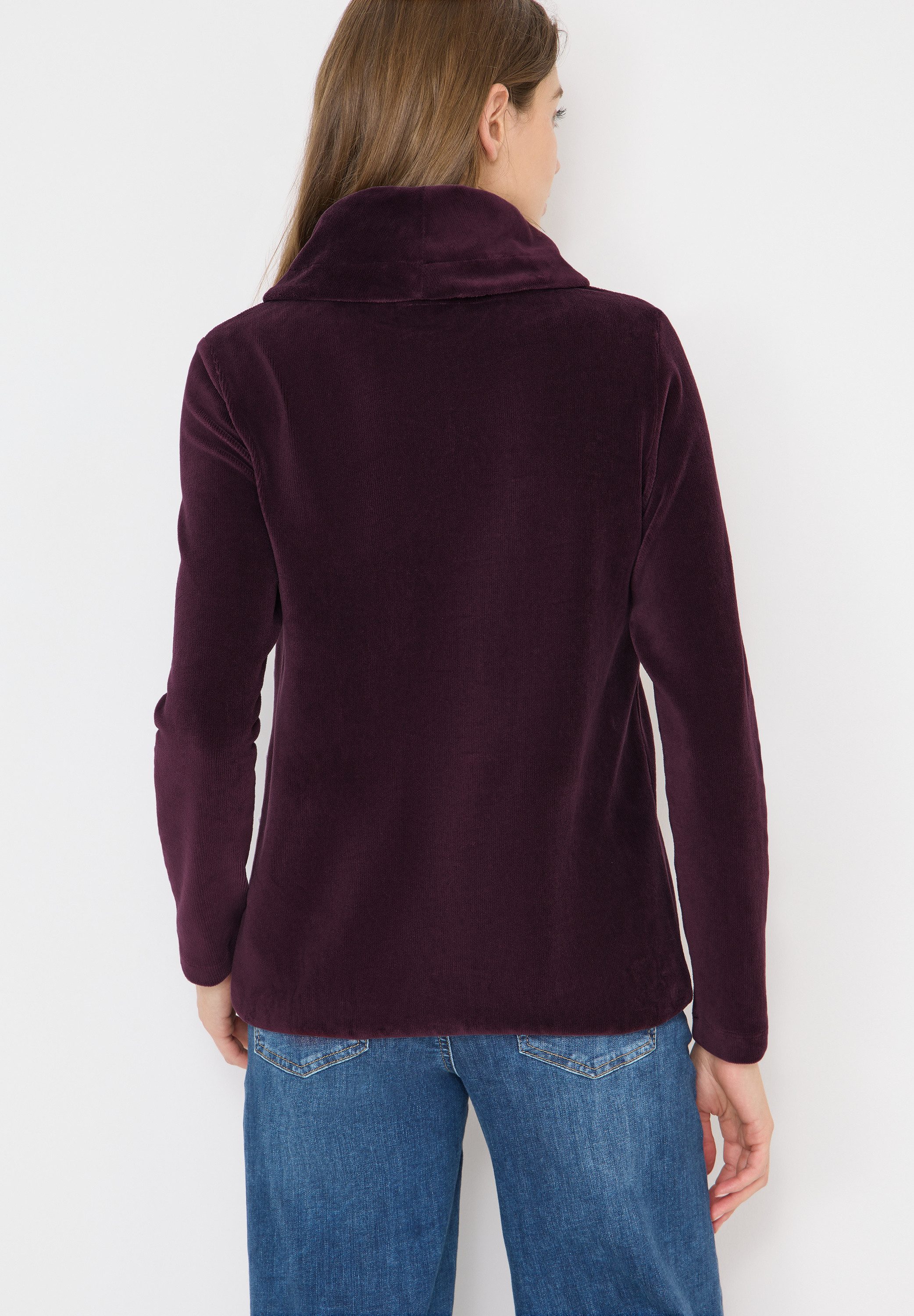 CECIL Rundhalspullover Cord Shirt mit großem Kragen