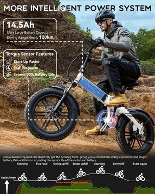 ADO E-Bike A20F Beast 20*4.0" Fat Tire Pedelec Drehmomentsensor,14,5Ah,Klapprad, 7 Gang, Kettenschaltung, ebike Damen/Herren,StVZO,E-Mountainbike