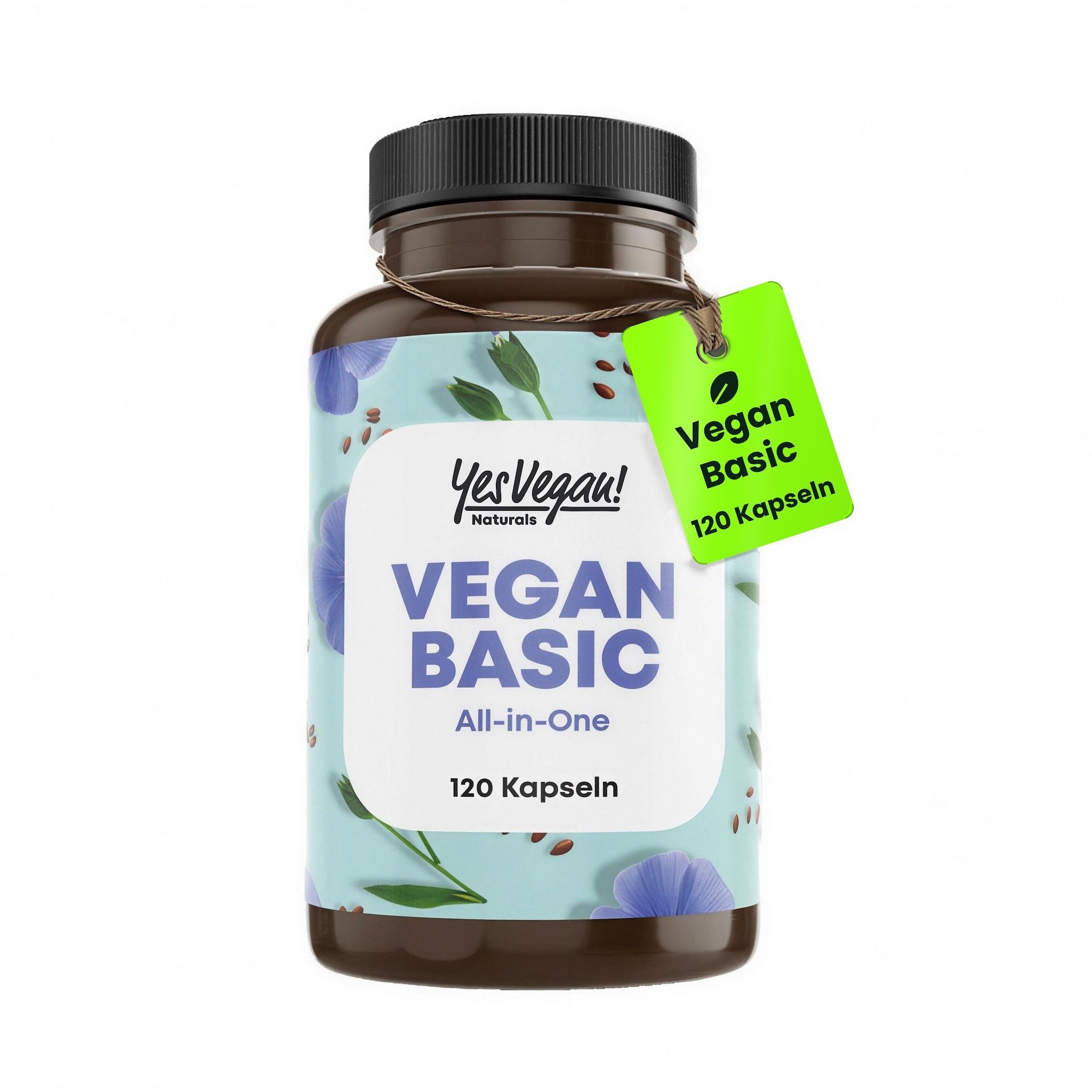 Yes Vegan Vitamin D3 K2 B12 hochdosiert, Vegan Multivitamin Kapseln, 120 St., 66 g, vegan, laktosefrei, glutenfrei