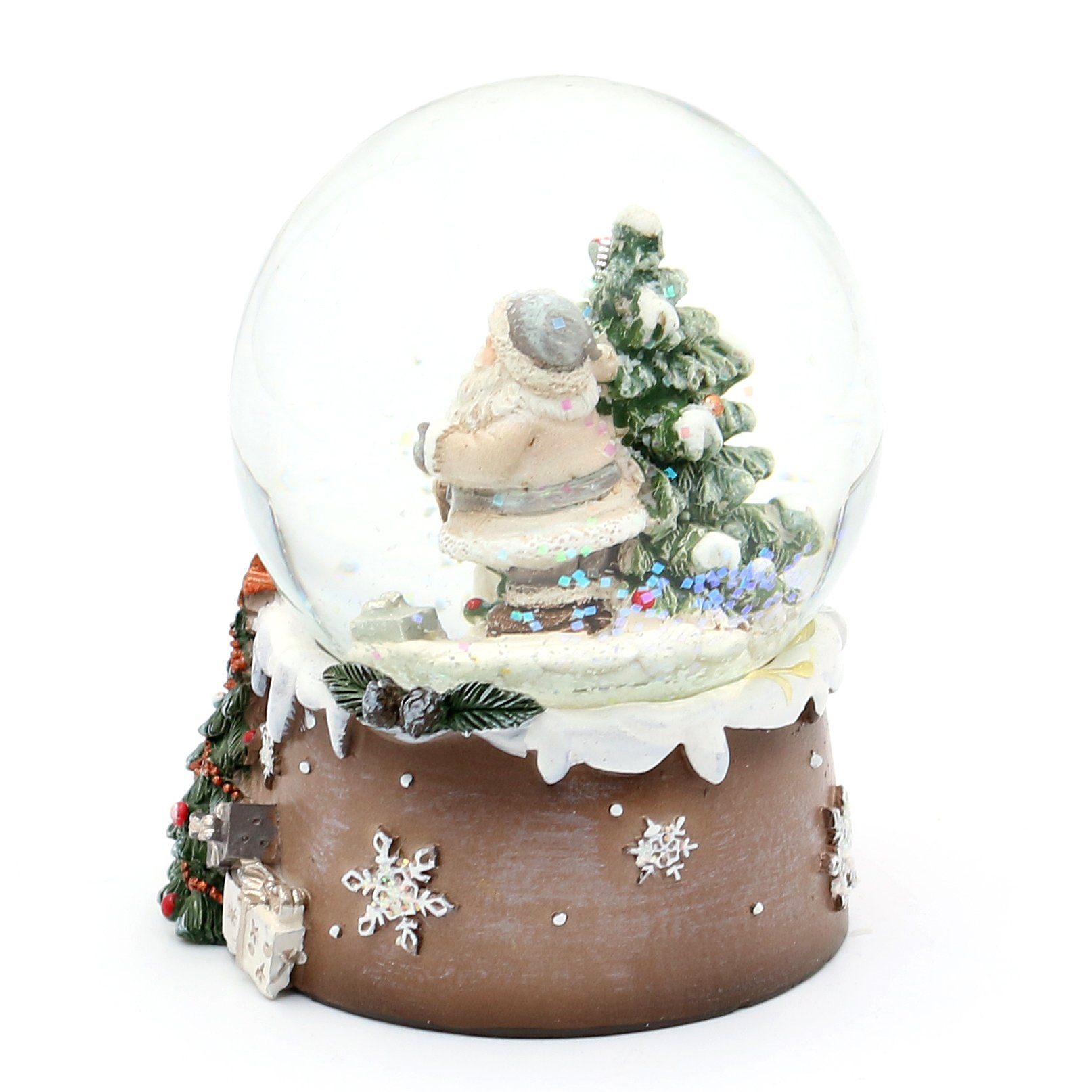 und mit Schneekugel verzi auf Dekohelden24 aufwendig Tannenbaum Weihnachtsmann St) Schneekugel (1 Hund