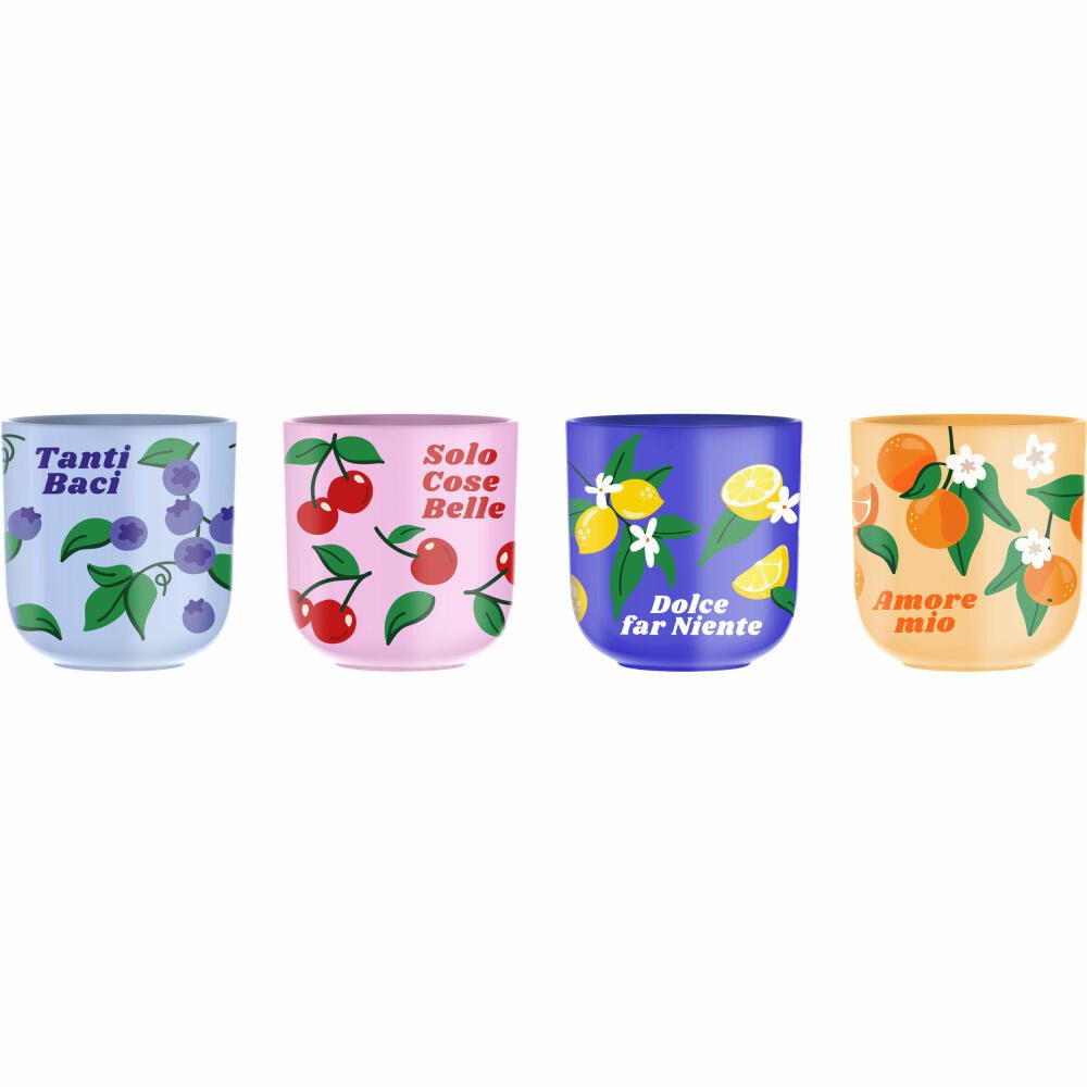 BIALETTI Espressotasse Mercato Della Frutta 4er Set Espressobechern, Porzellan