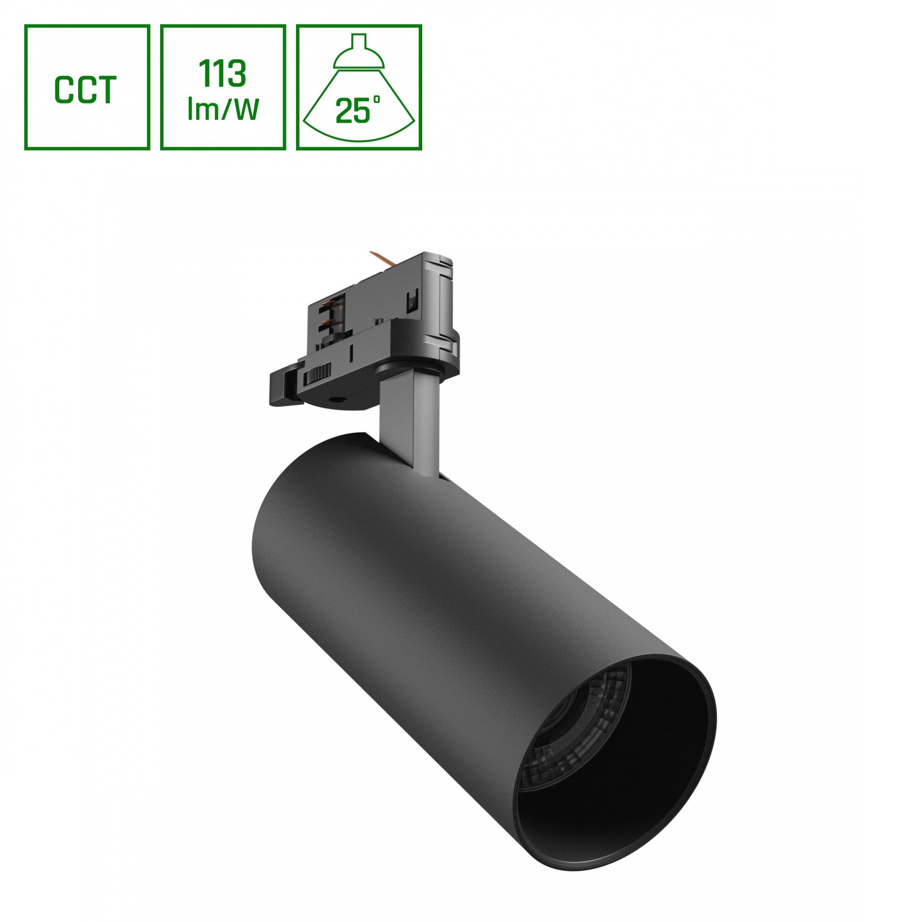 Schienensystem-Leuchten LED 3-Phasen Stromschienenstrahler 24W 2700lm schwarz 2700-6000K CCT