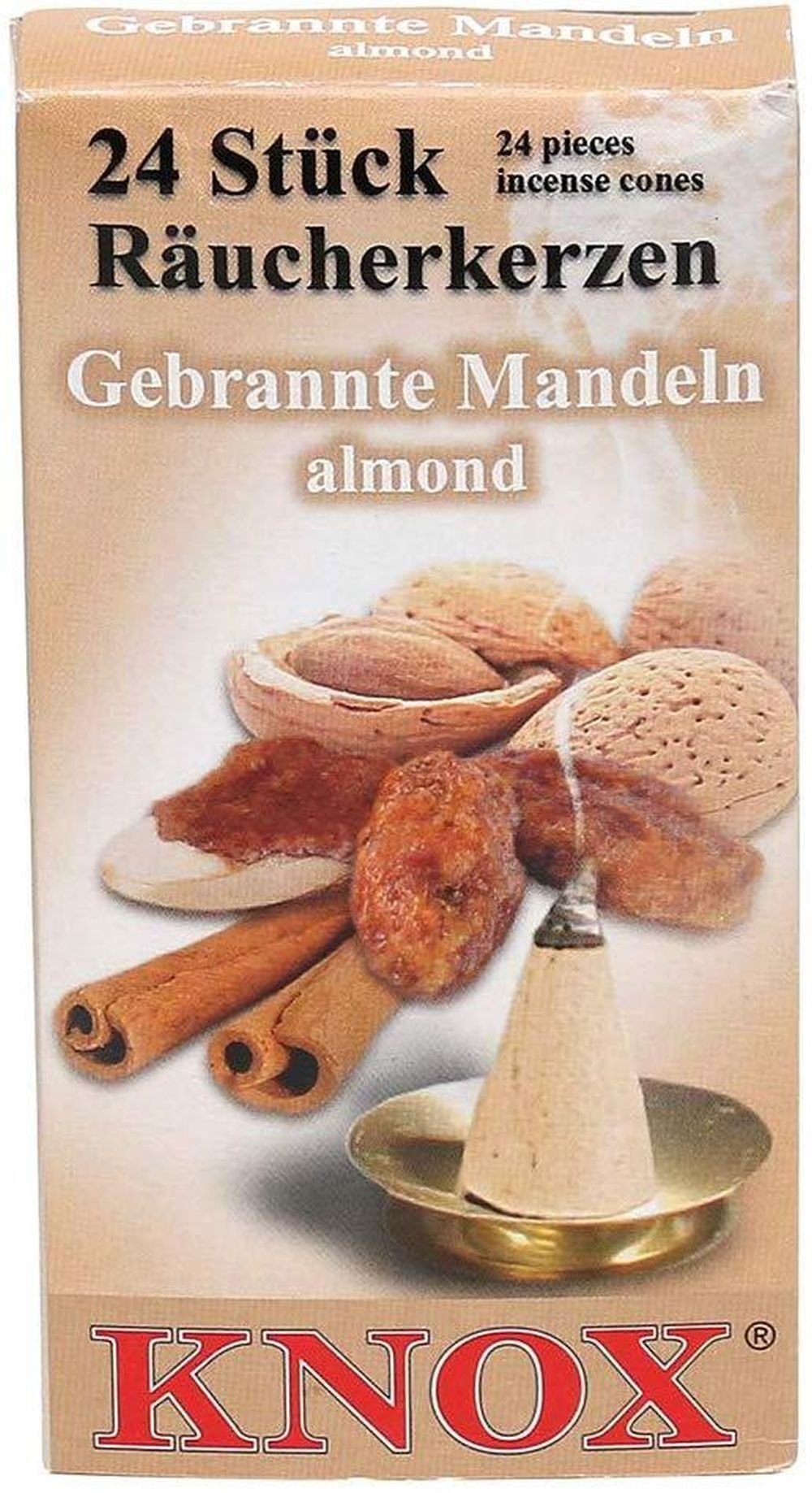 Bratapfel, Gebrannte Mandeln, Räuchermännchen 4er KNOX Set Lebkuchen,Vanille Räucherkerzen