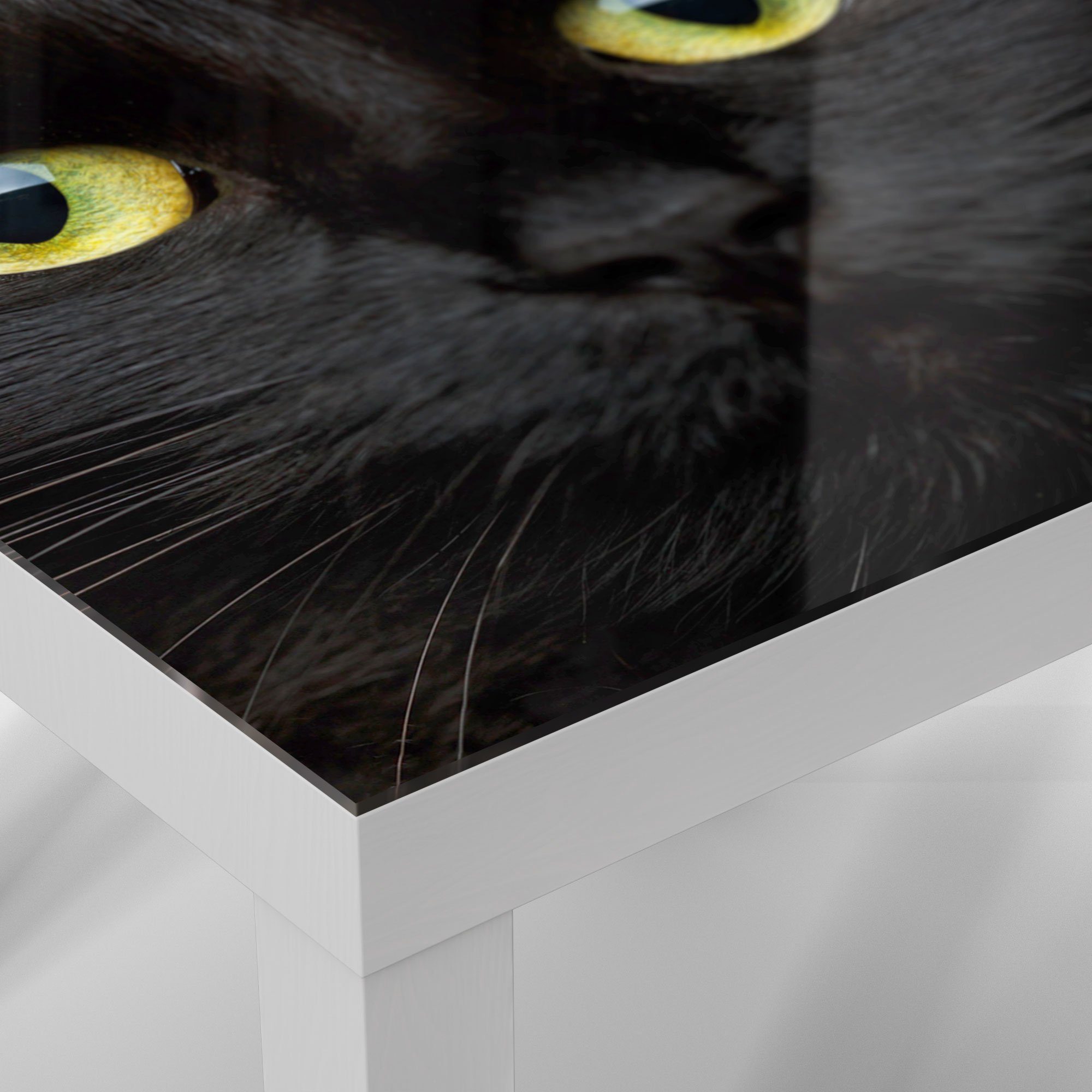 'Gesicht DEQORI Beistelltisch modern Kätzchens', Couchtisch Weiß Glastisch Glas eines