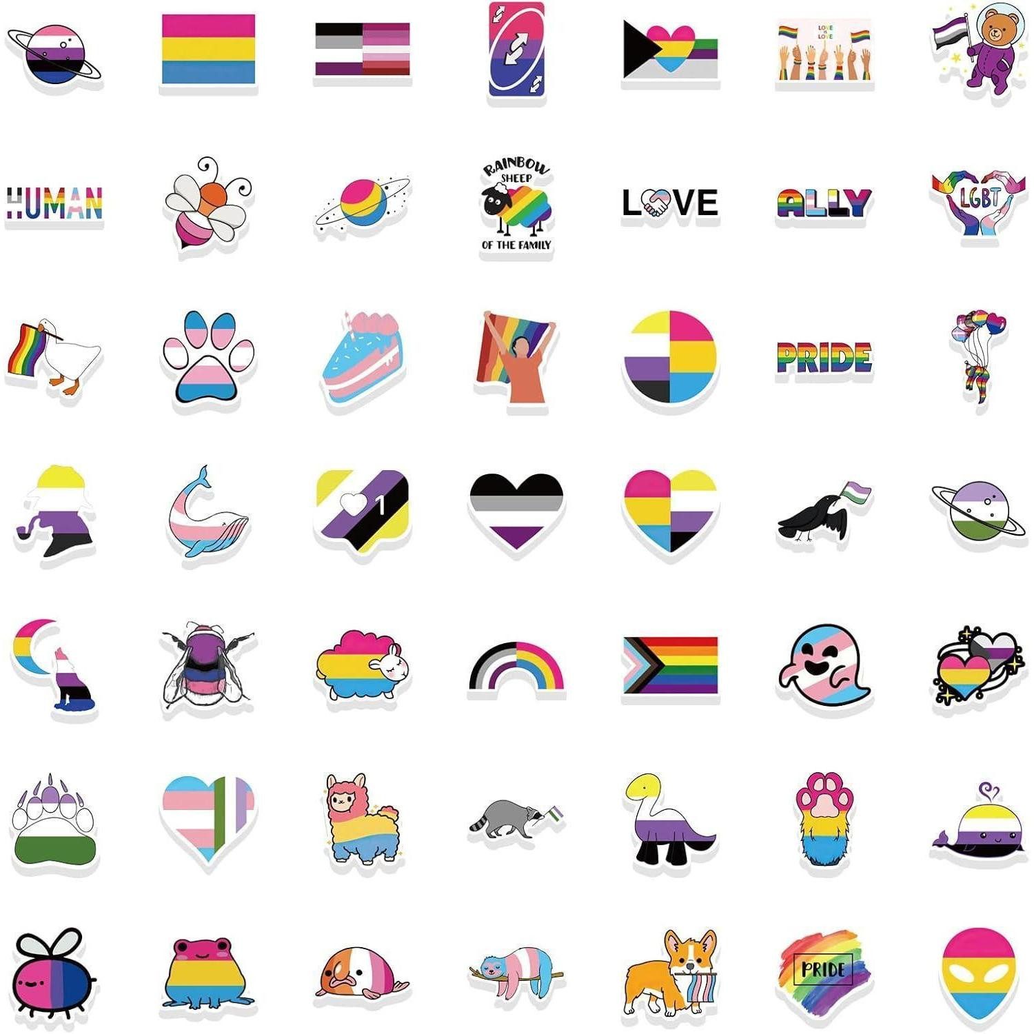 LuxusKollektion Aufkleber Regenbogen Aufkleber Set LGBT 100er Vinyl wasserdicht