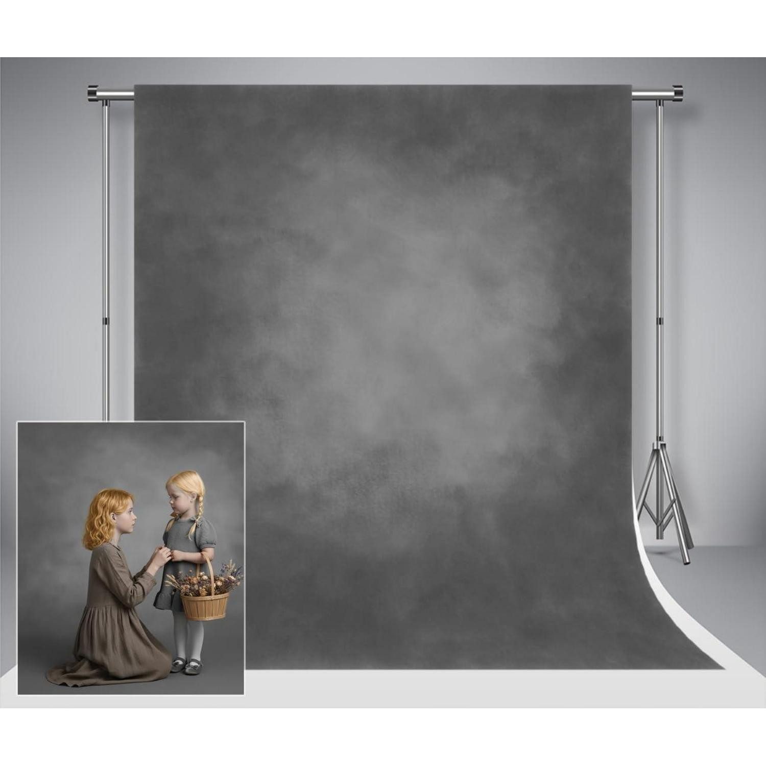 Kate Fototapete Hintergrund Fotografie 2x2m dunkelgrau Mikrofaser Textur Porträt