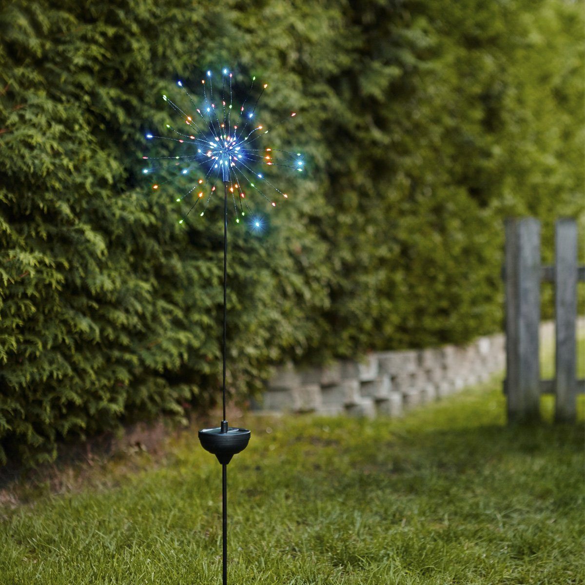 LED Solarleuchte LED Solarstab FEUERWERK Gartendeko 90 bunte LED 100cm Lichtsensor