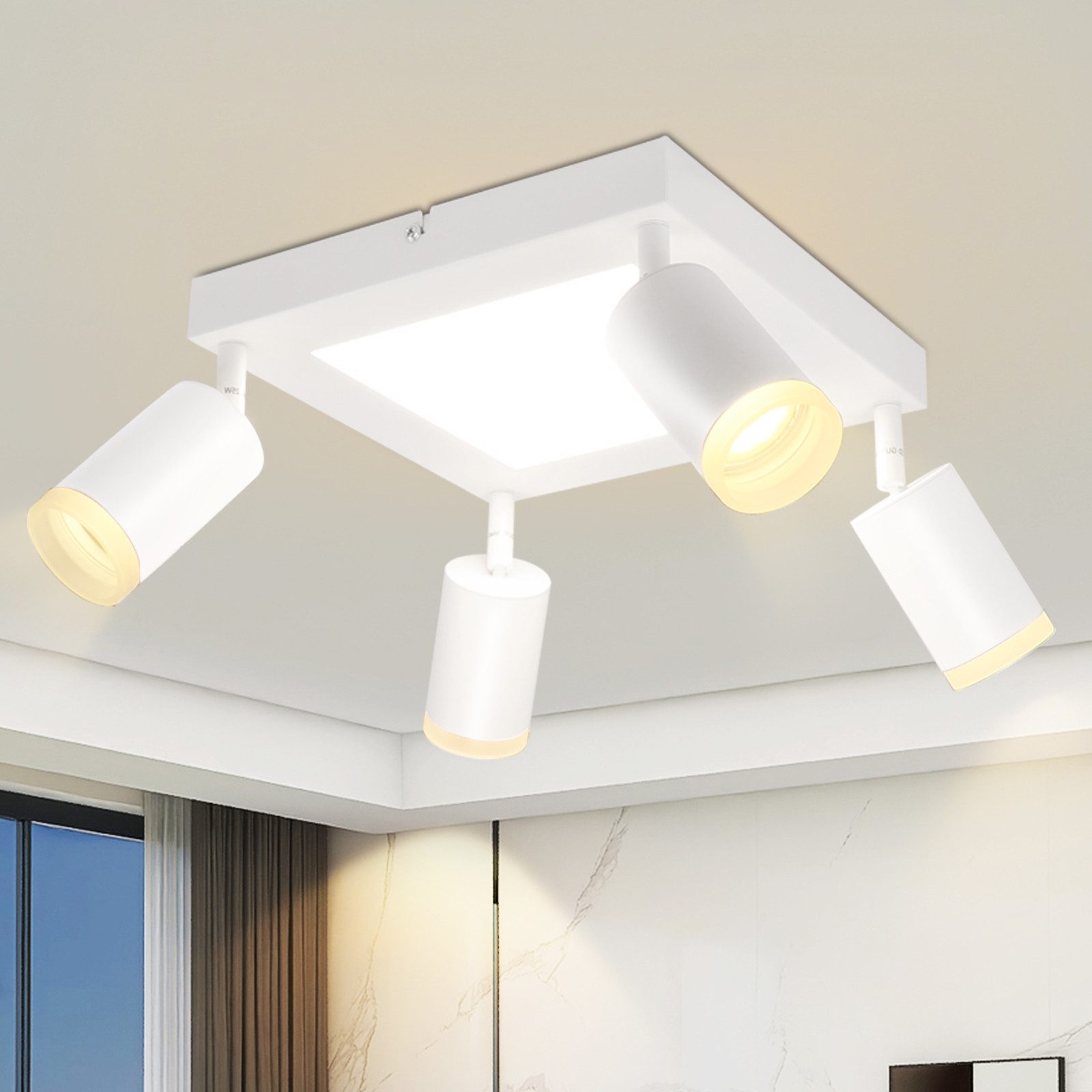 ZMH Deckenstrahler 4 Flammig Quadratisch/Rund 20W günstig online kaufen