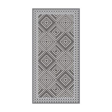 Läufer Teppich Vinyl Flur Küche Fliesen Muster funktional lang modern, Bilderdepot24, Läufer - grau glatt