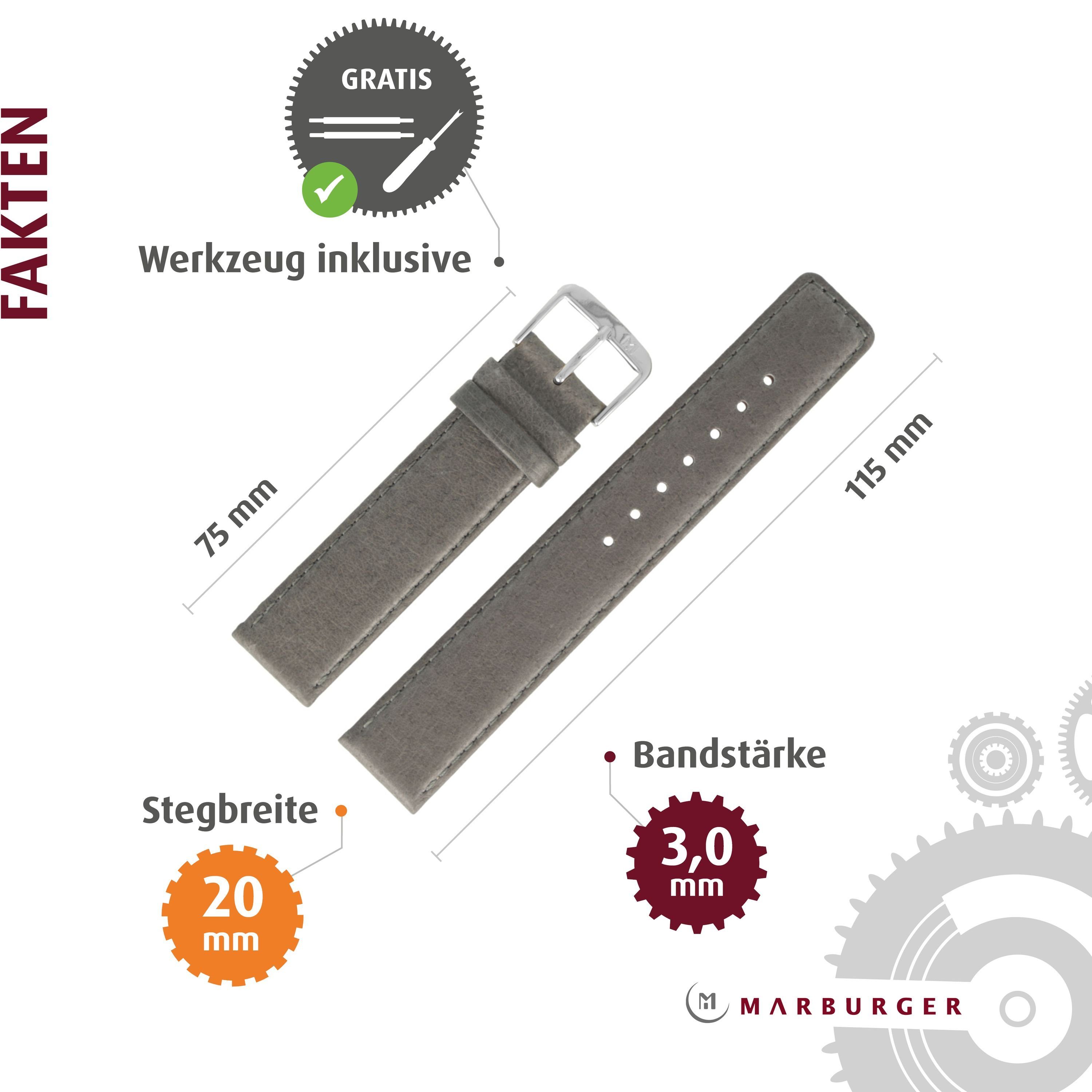 MARBURGER Uhrenarmband 20mm Leder