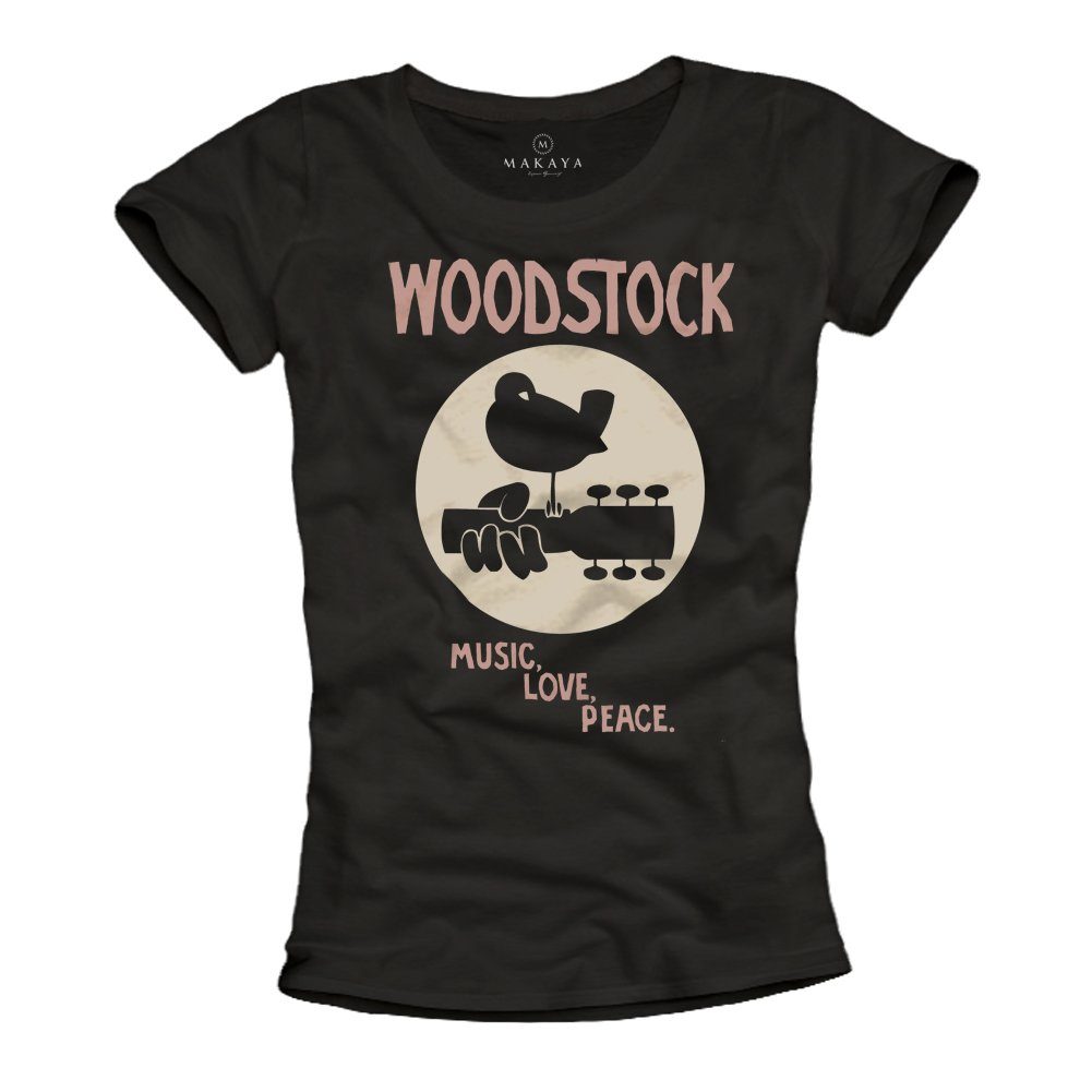 MAKAYA Print-Shirt Damen Woodstock Musik Top günstig online kaufen