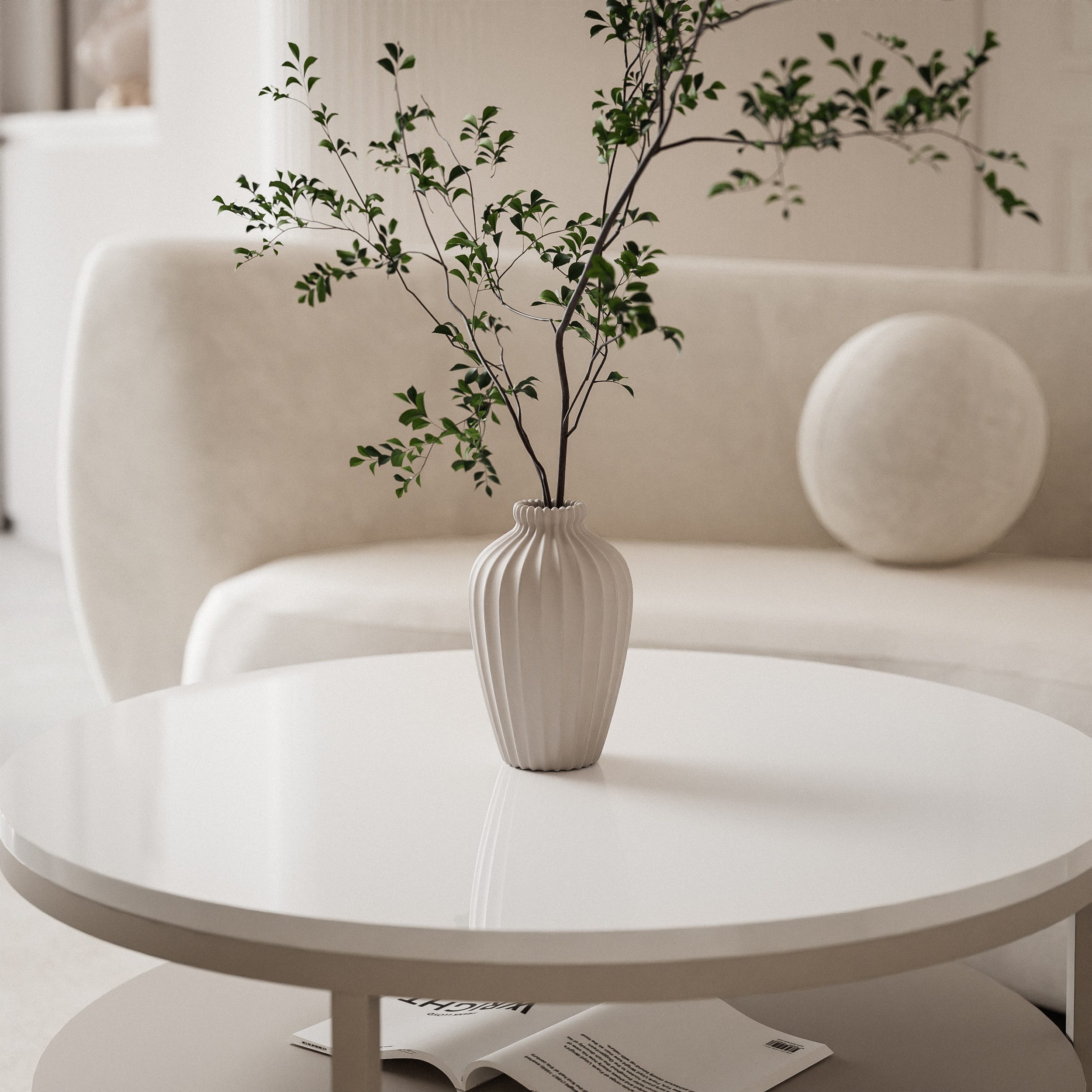 Lookway Couchtisch CIRI SLIM Kaschmir Hochglanz mit Ablage (1 Tisch), Durchmesser: ⌀60 cm