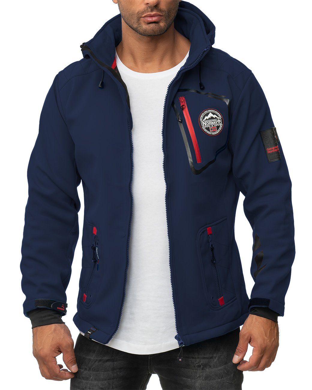 Geographical Norway Softshelljacke batacebook navy mit Outdoor Kapuze (1-St) Jacke Herren