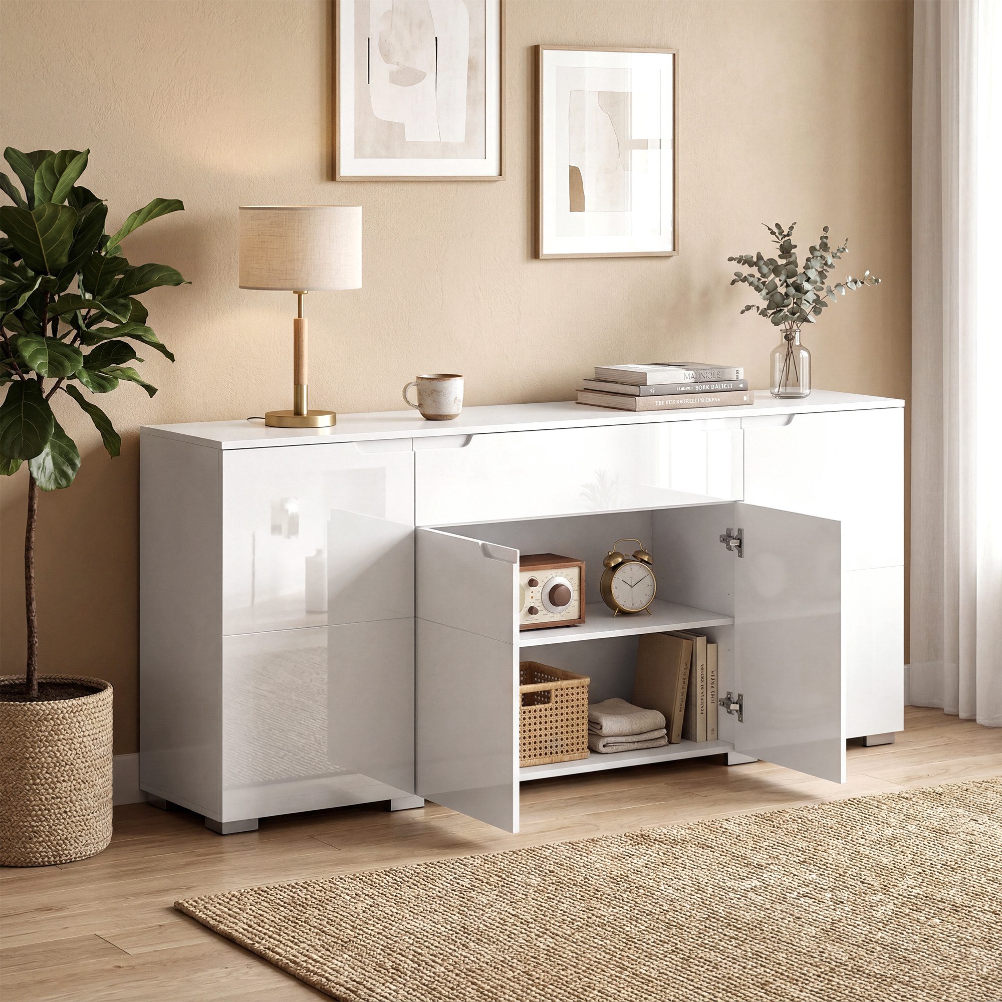 Sideboard mit 4 Türen und Verstellbarem Einlegeboden