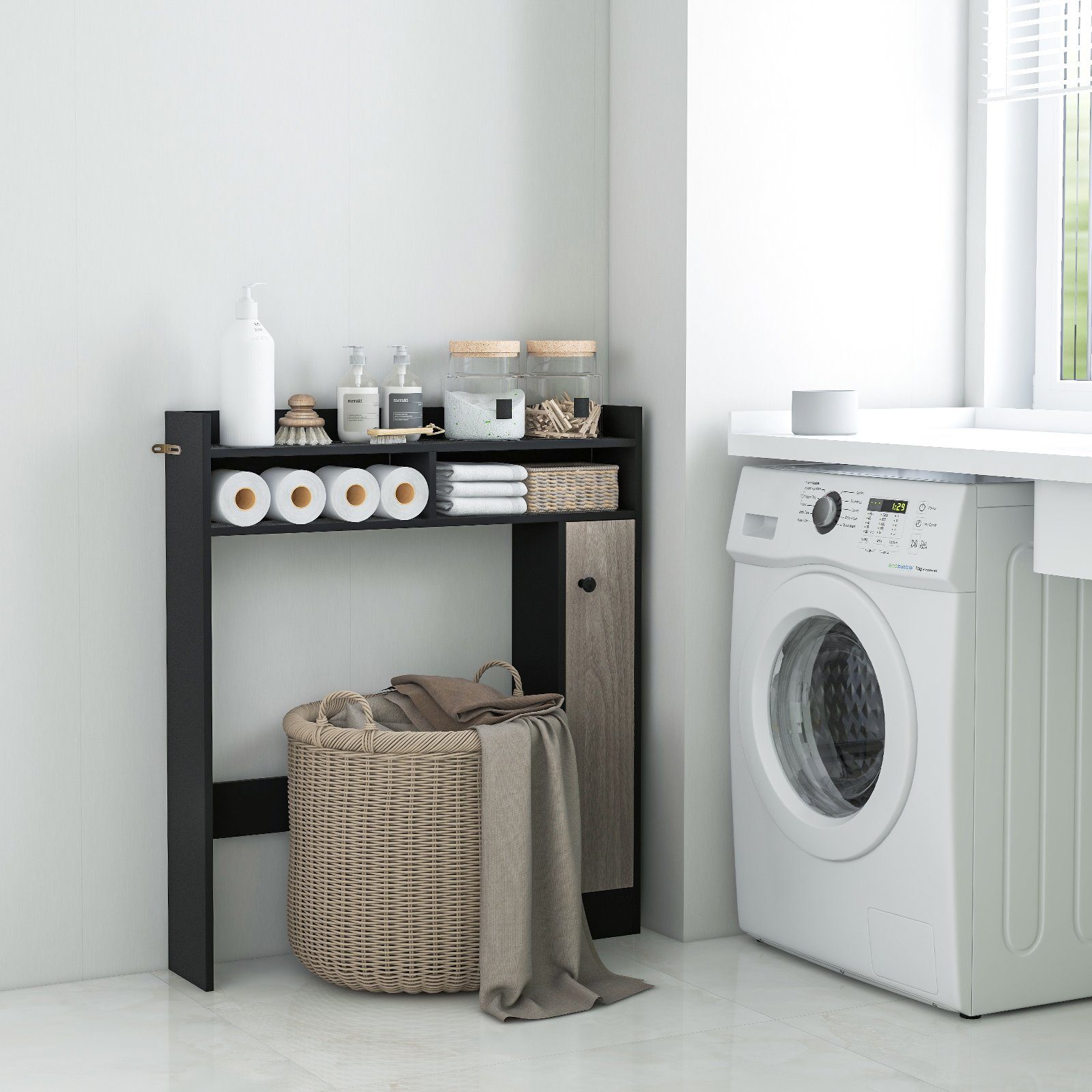 COSTWAY Badregal Toilettenschrank, Holz, mit verstellbaren günstig online kaufen