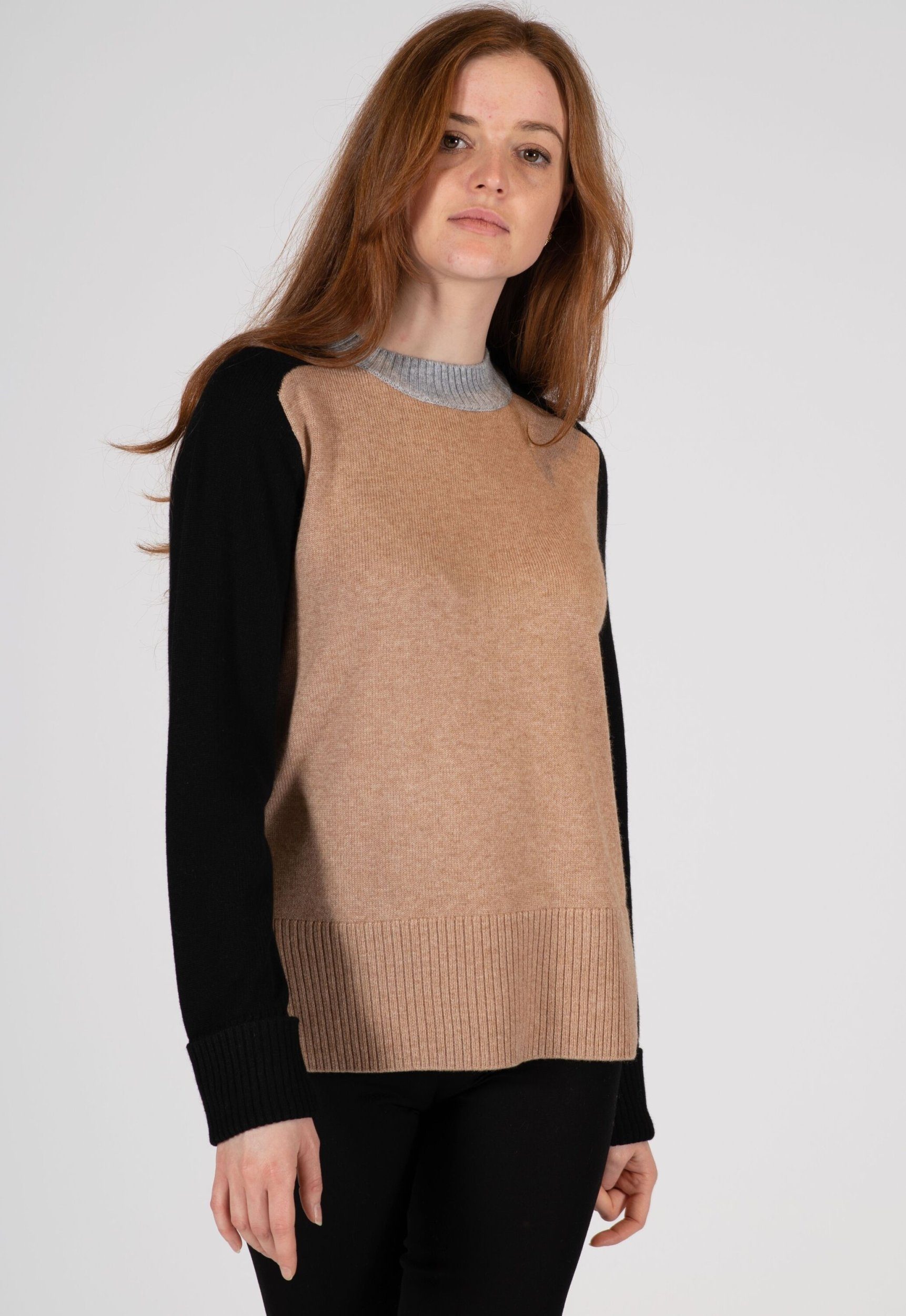 THE FASHION PEOPLE Rundhalspullover Sweater knitted, multicolor SOFT NOUGAT MULTICOL