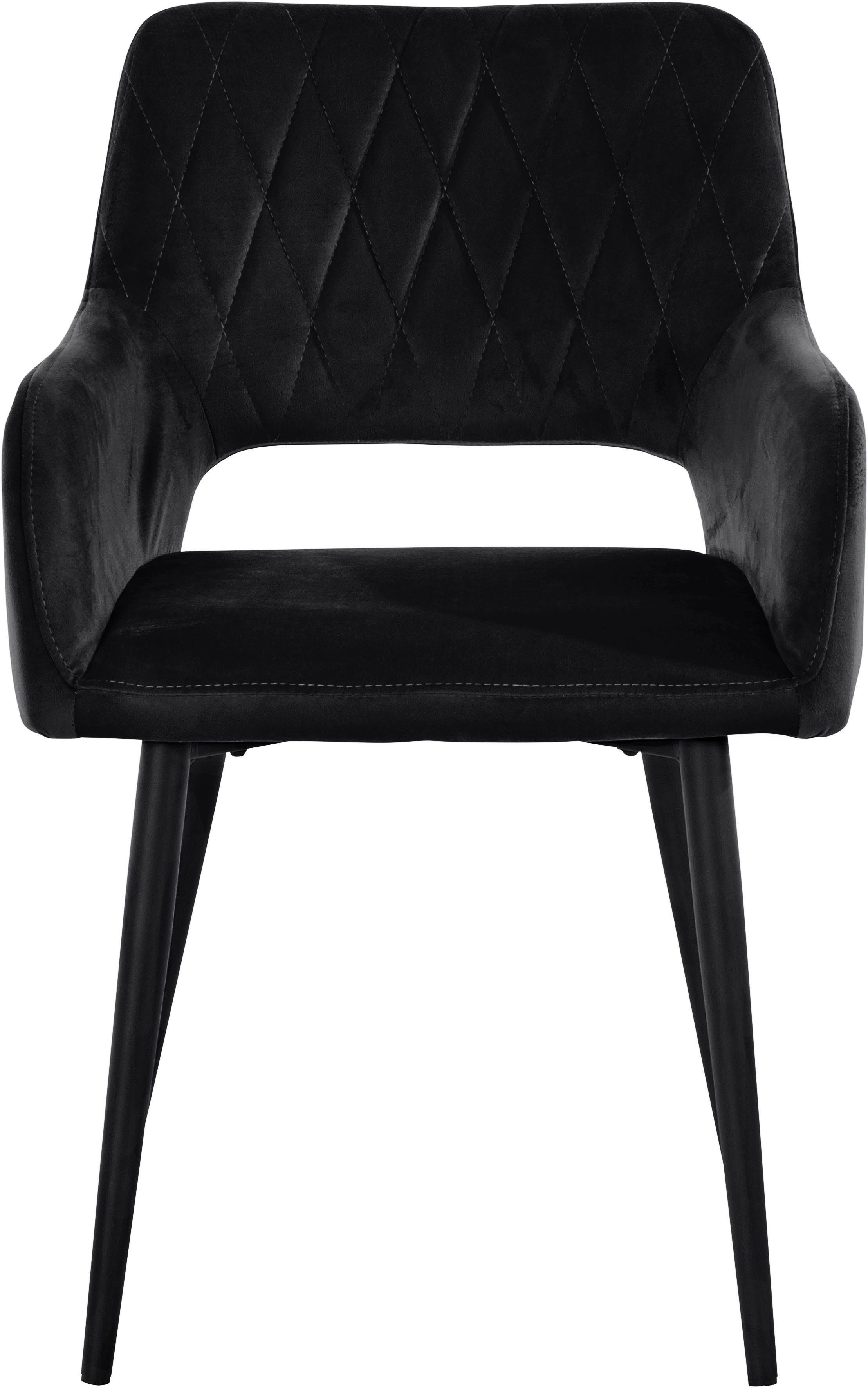 Leonique Esszimmerstuhl Franca (Set, 2 St), Sitz in Samtvelours, Rückenlehne mit Rautensteppung, Sitzhöhe 48 cm