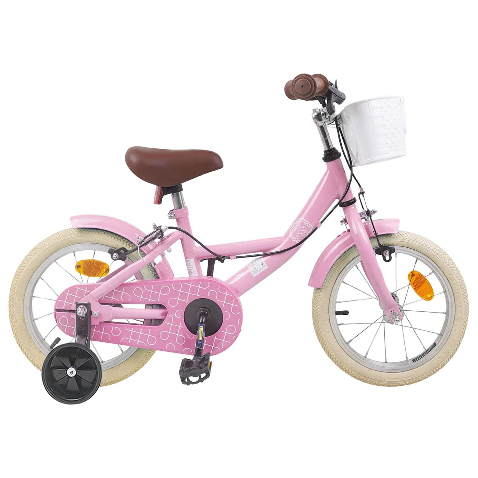 vidaXL Kinderfahrrad 112,5 x 51 x 75 cm Kinderfahrrad 16 Zoll für 4-6 Jahre alt Hellrosa St