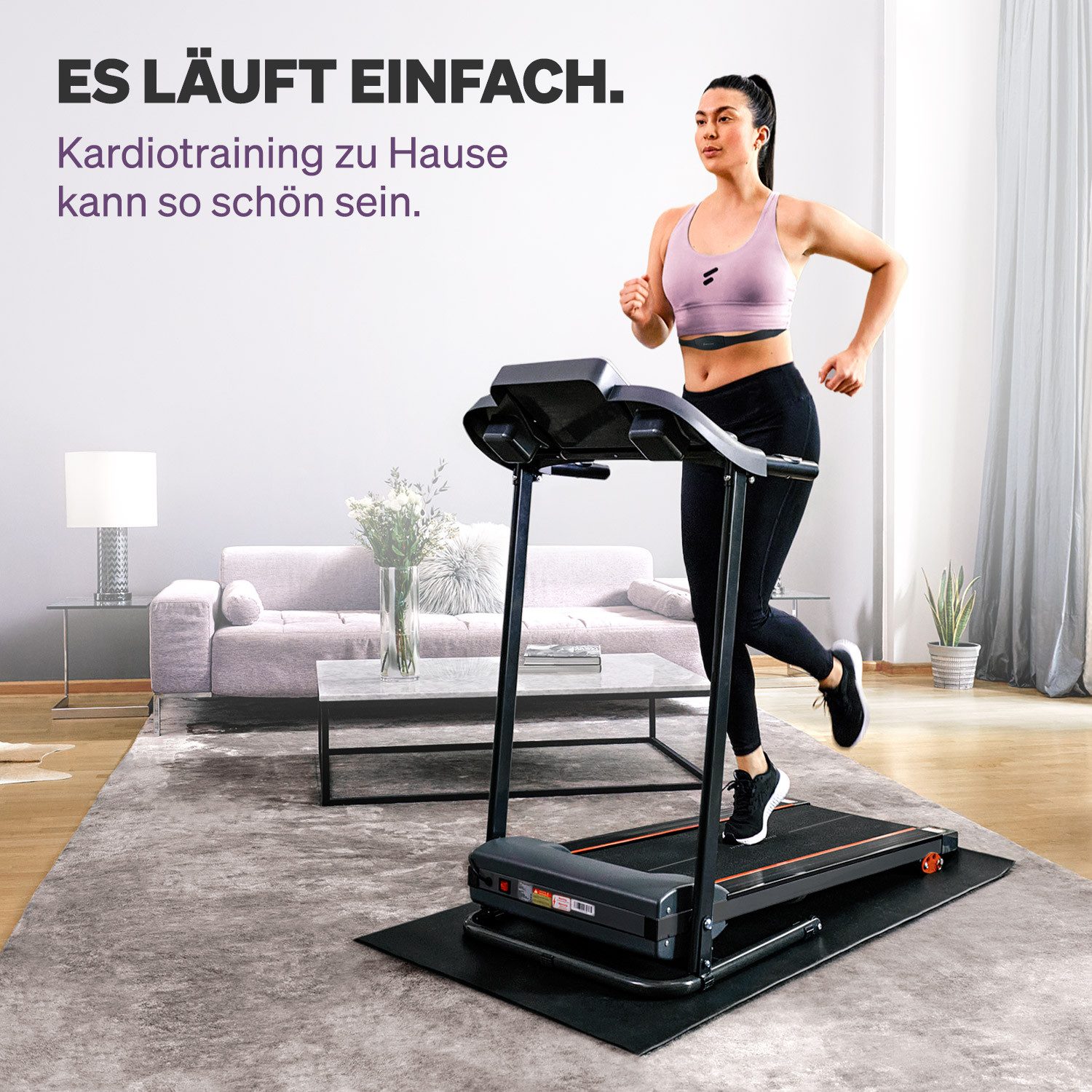 Sportstech Laufband F10, Leiser 2,5 PS Motor, 10km/h, Selbstschmiersystem, max 120kg