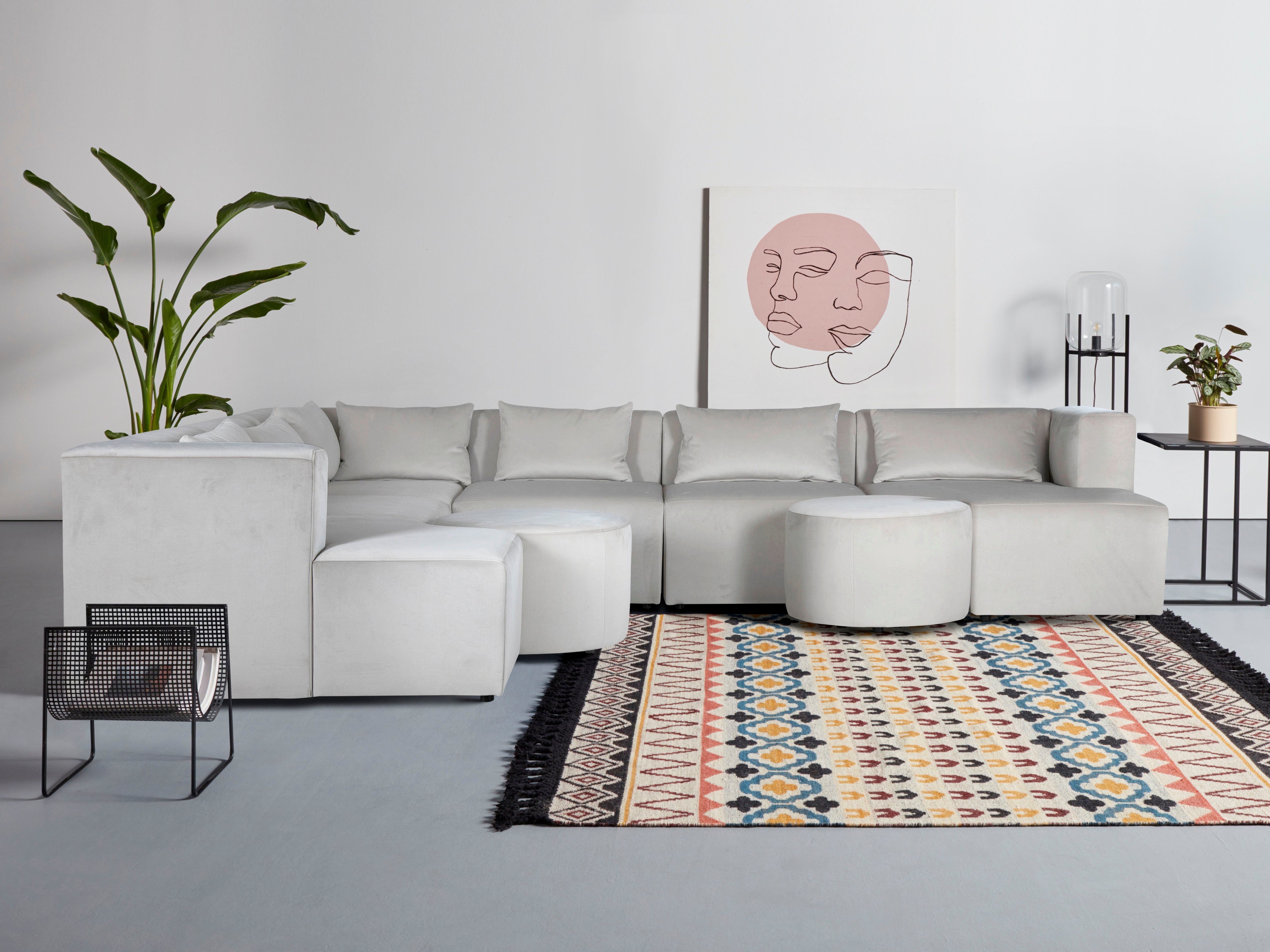 Leonique Ecksofa Alexane L-Form, zusammengesetzt aus Modulen, in vielen Bezugsqualitäten und Цвета(ов)