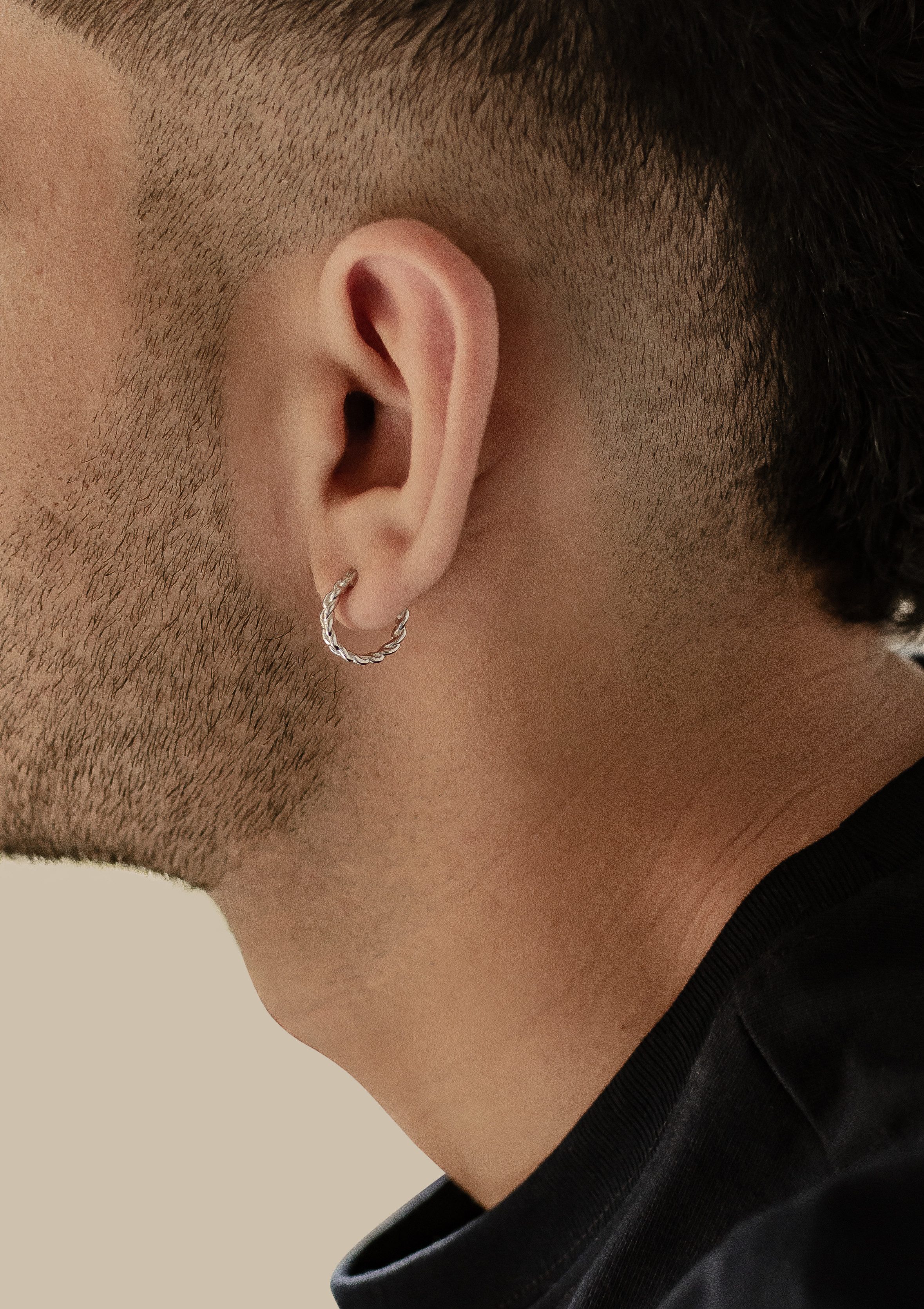 Hey Happiness Paar Creolen Unisex, Herren Ohrringe Silber 925, Kleine geflochtene Ohrringe für Männer, 18K Vergoldung