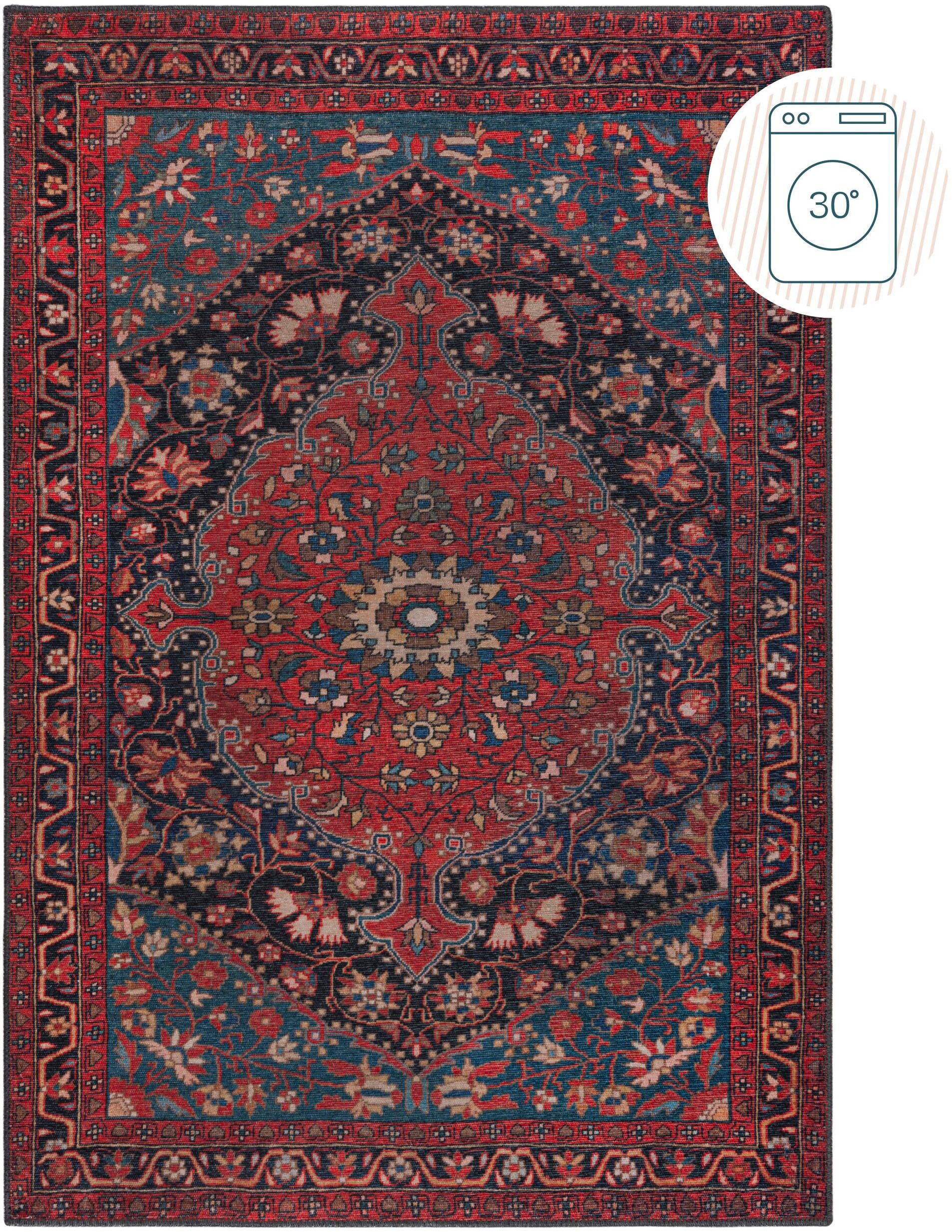 FLAIR RUGS Teppich Medallion, rechteckig, Höhe: 4 mm, Waschbar Traditioneller Teppich