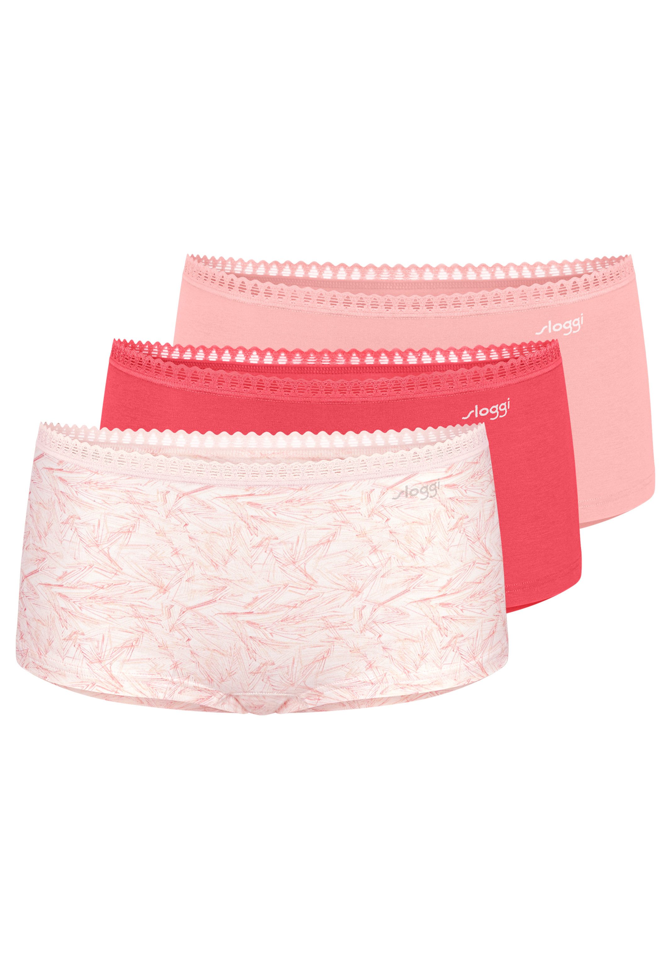 sloggi Panty 3er Pack GO Crush (Spar-Set, 3-St) Short Slip - Baumwolle - Atmungsaktiv - Komfortabel und atmungsaktiv